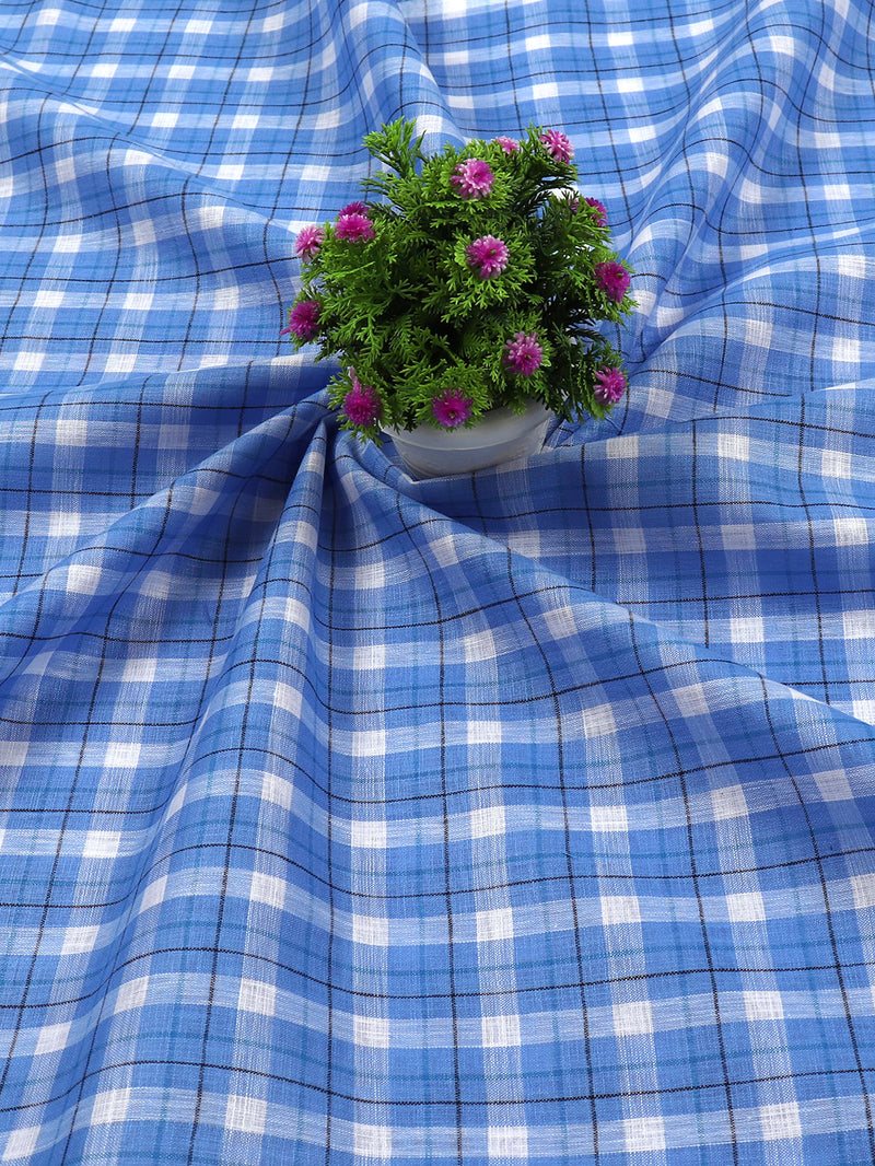Cotton Blue with White Checked Shirt Fabric Infinity