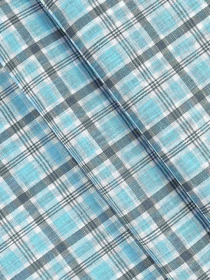 Cotton Blue with Grey Checked Shirt Fabric Infinity
