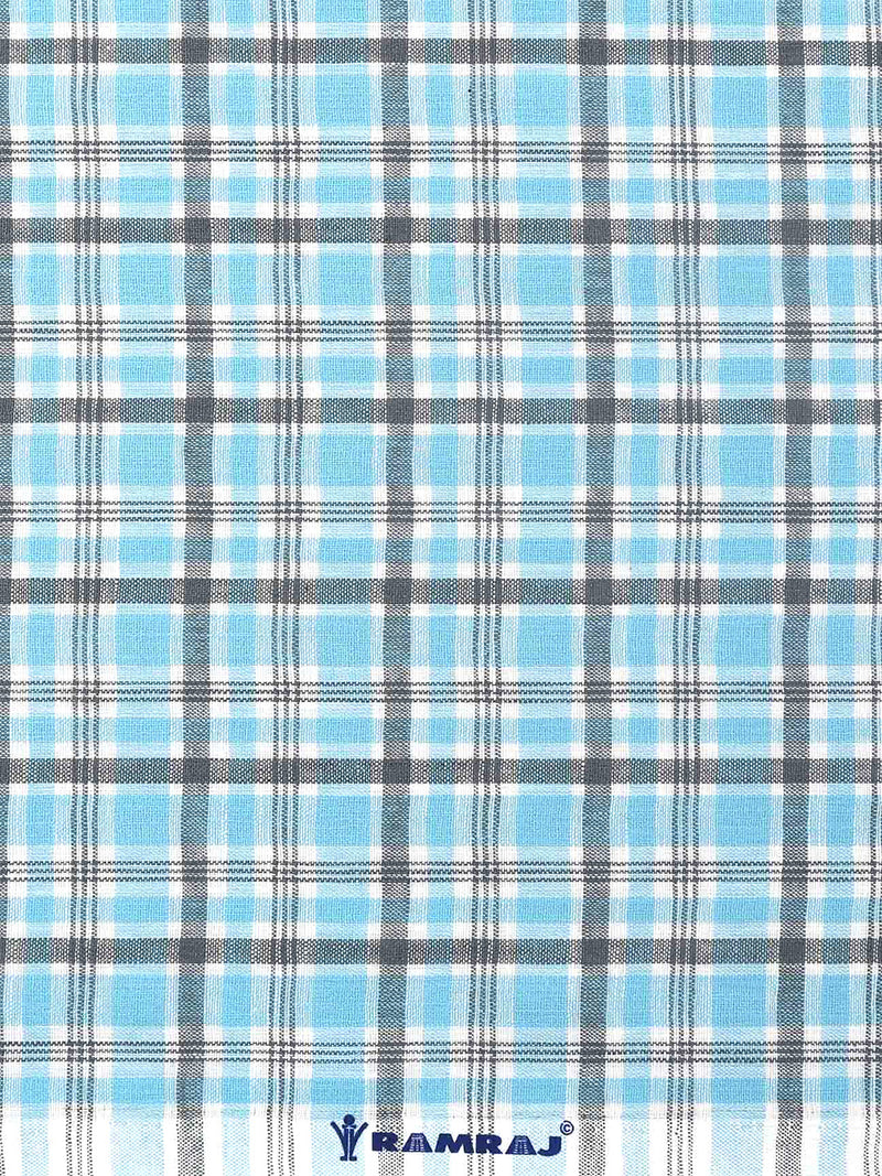 Cotton Blue with Grey Checked Shirt Fabric Infinity