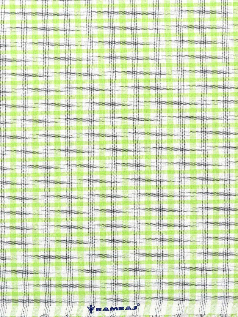 Cotton Green with Grey Checked Shirt Fabric Infinity