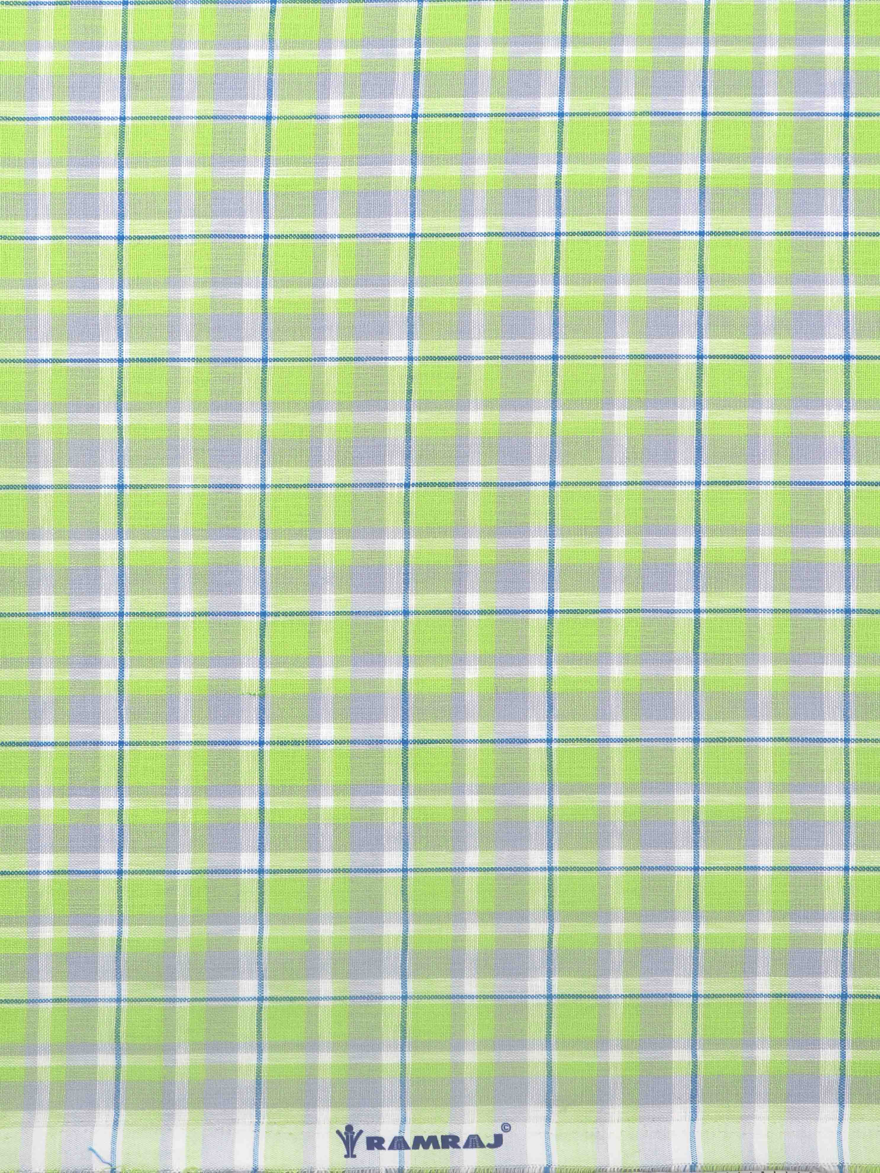 Cotton Blend Green & Grey Checked Shirt Fabric Infinity-Zoom view
