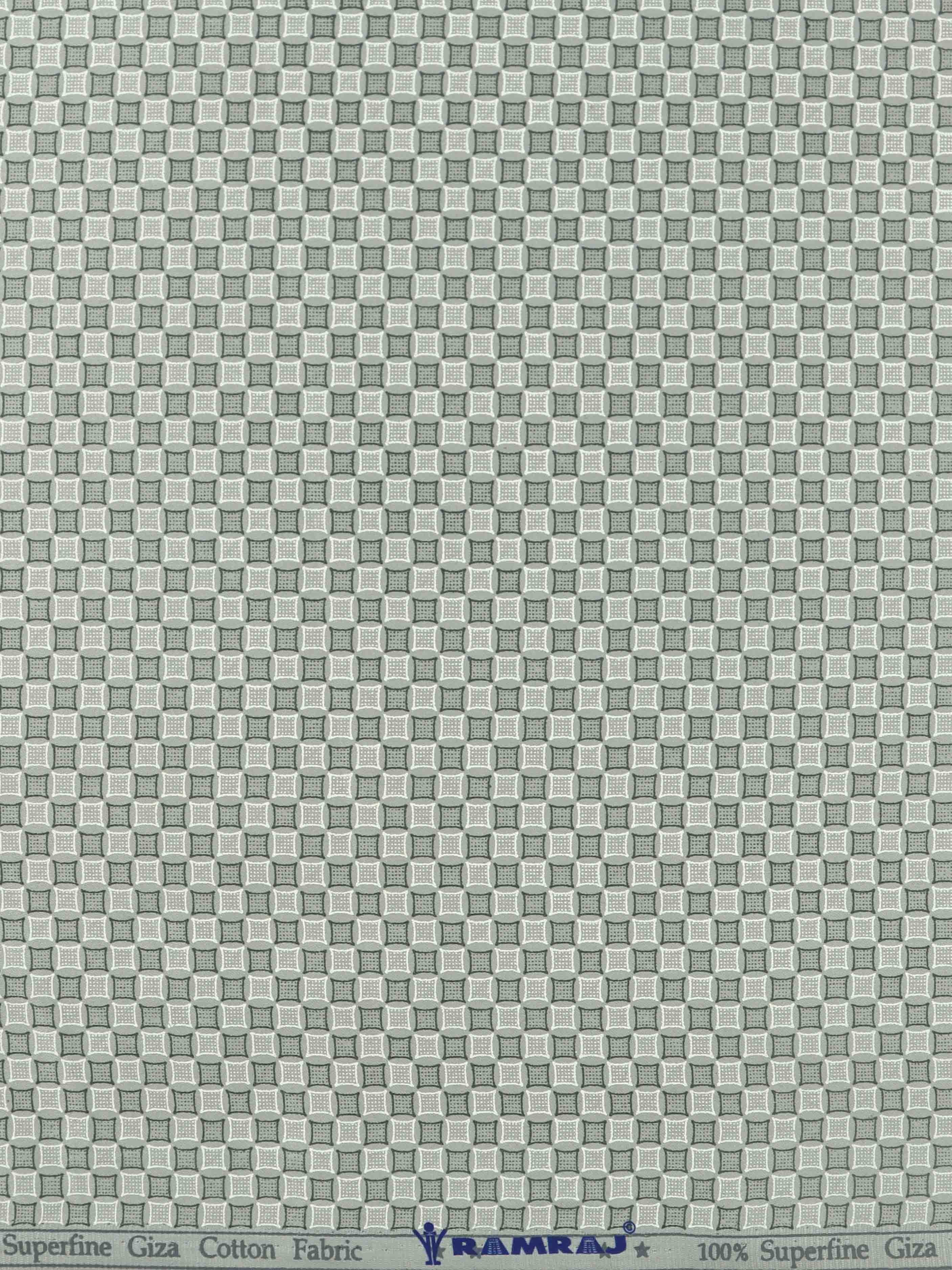 100% Superfine Giza Cotton Grey & Green Printed Shirt Fabric OSLO -Zoom view