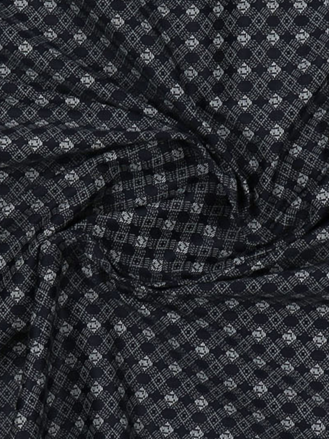 100% Cotton Navy Over All Printed Shirt Fabric Alpha-Close view