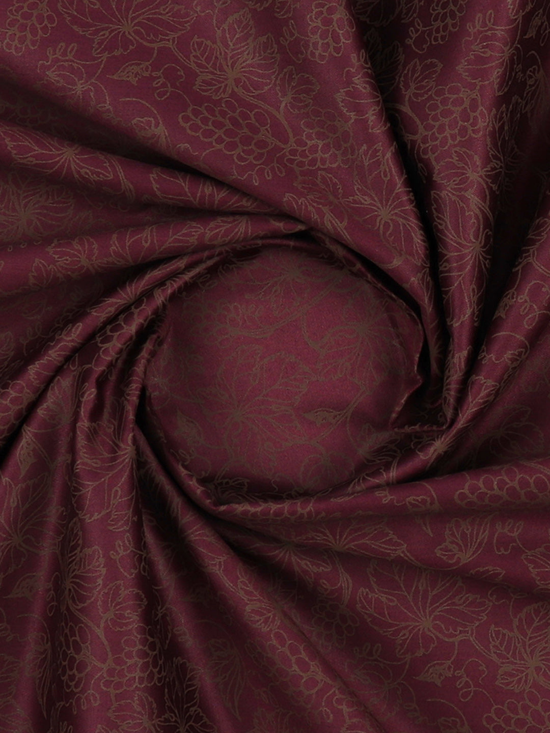 100% Cotton Maroon With Flower Over All Printed Shirt Fabric Alpha -Close view