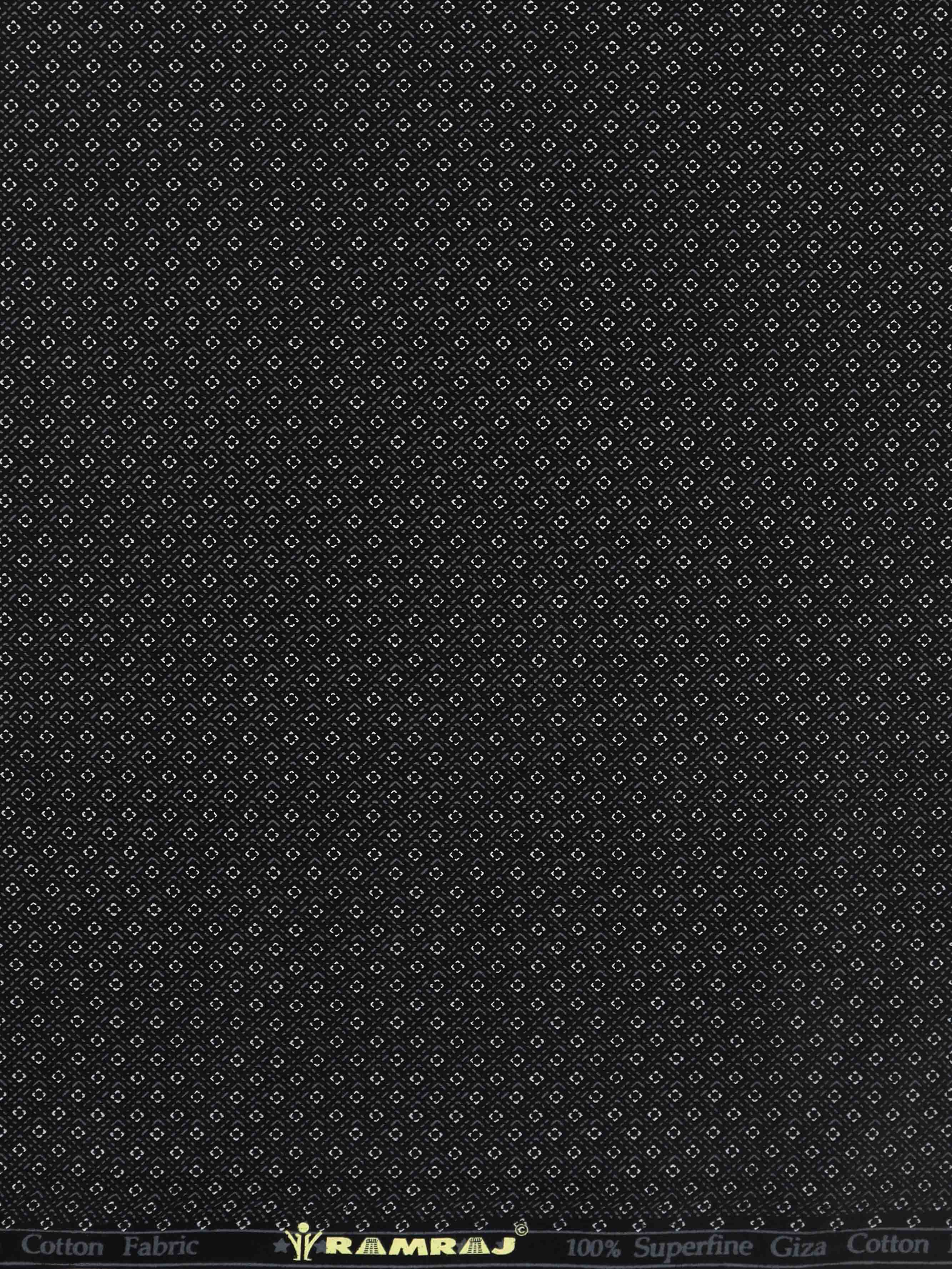100% Superfine Giza Cotton Black Printed Shirt Fabric OSLO -Zoom view