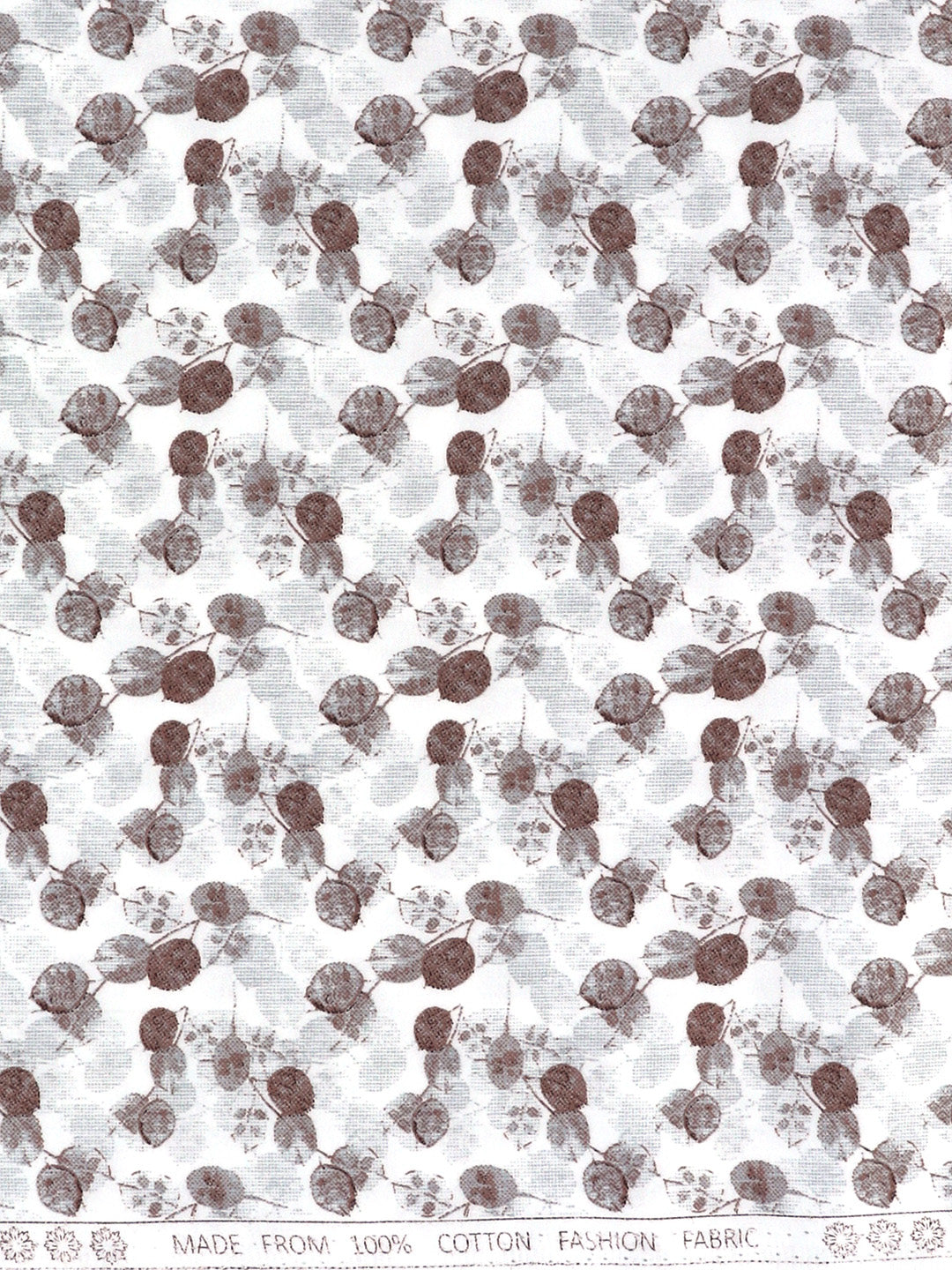 Men 100% Cotton White with Grey Printed Shirt Fabric Oslo Print