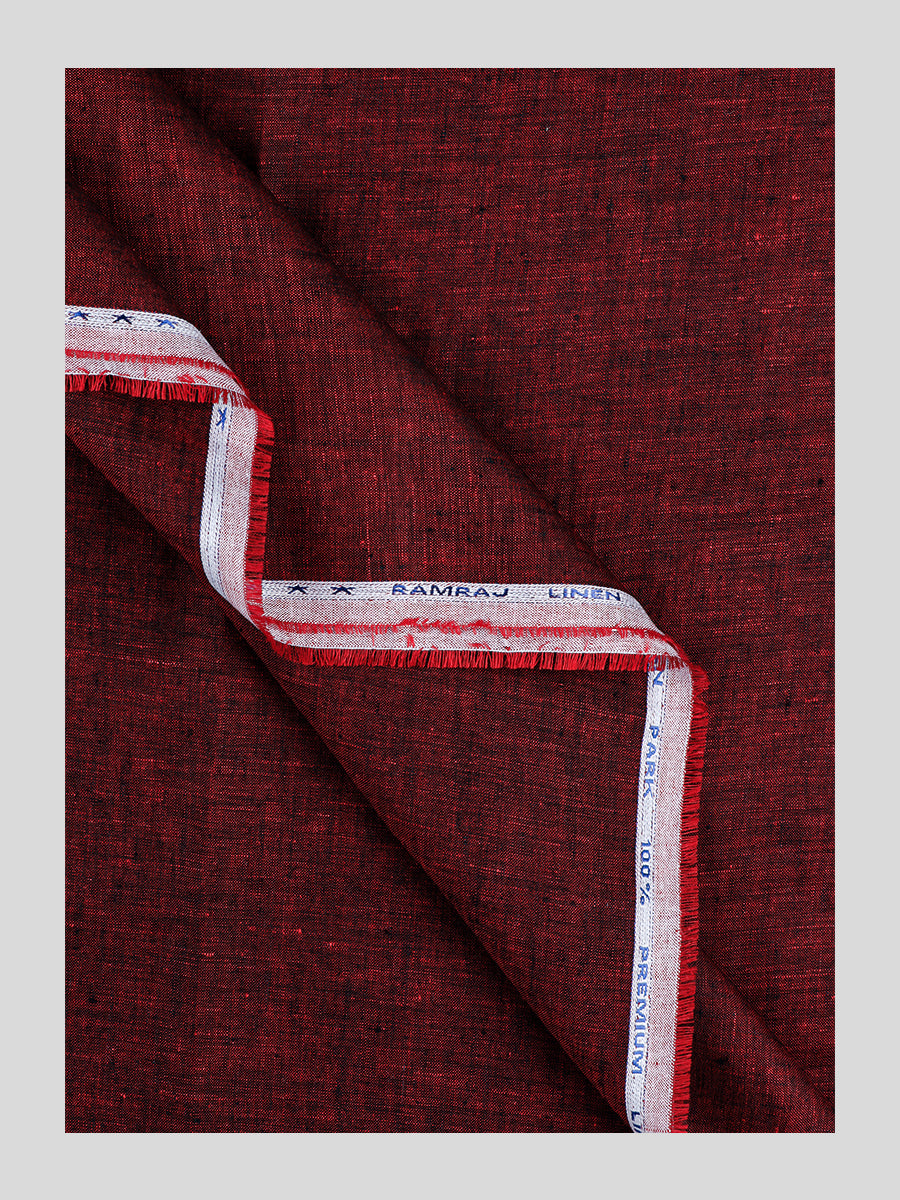 Pure Linen Plain Maroon Colour Shirt Fabric Linen Park Texena-Double side view