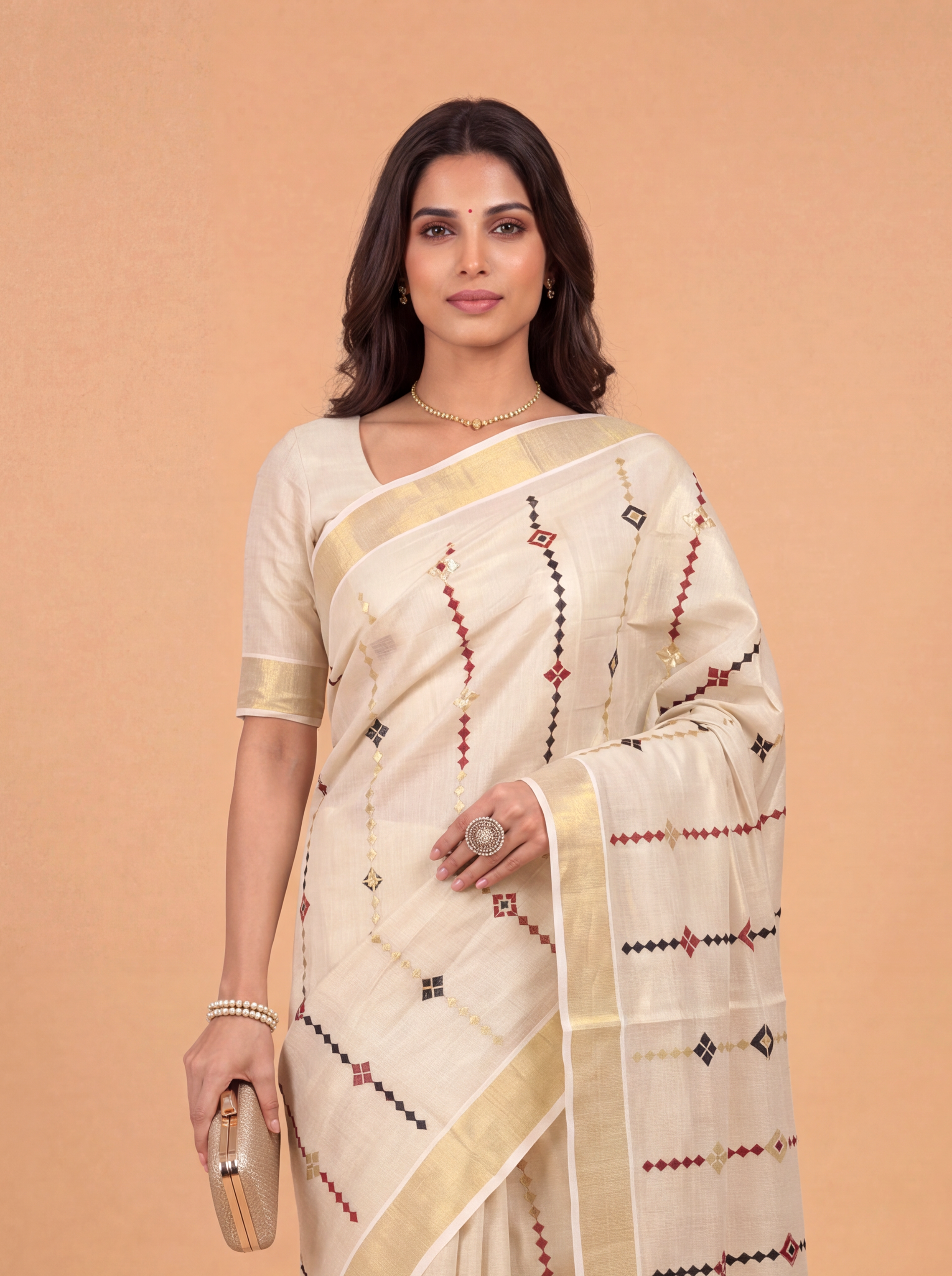 Women Tissue Gold Embroidered Saree KLS45