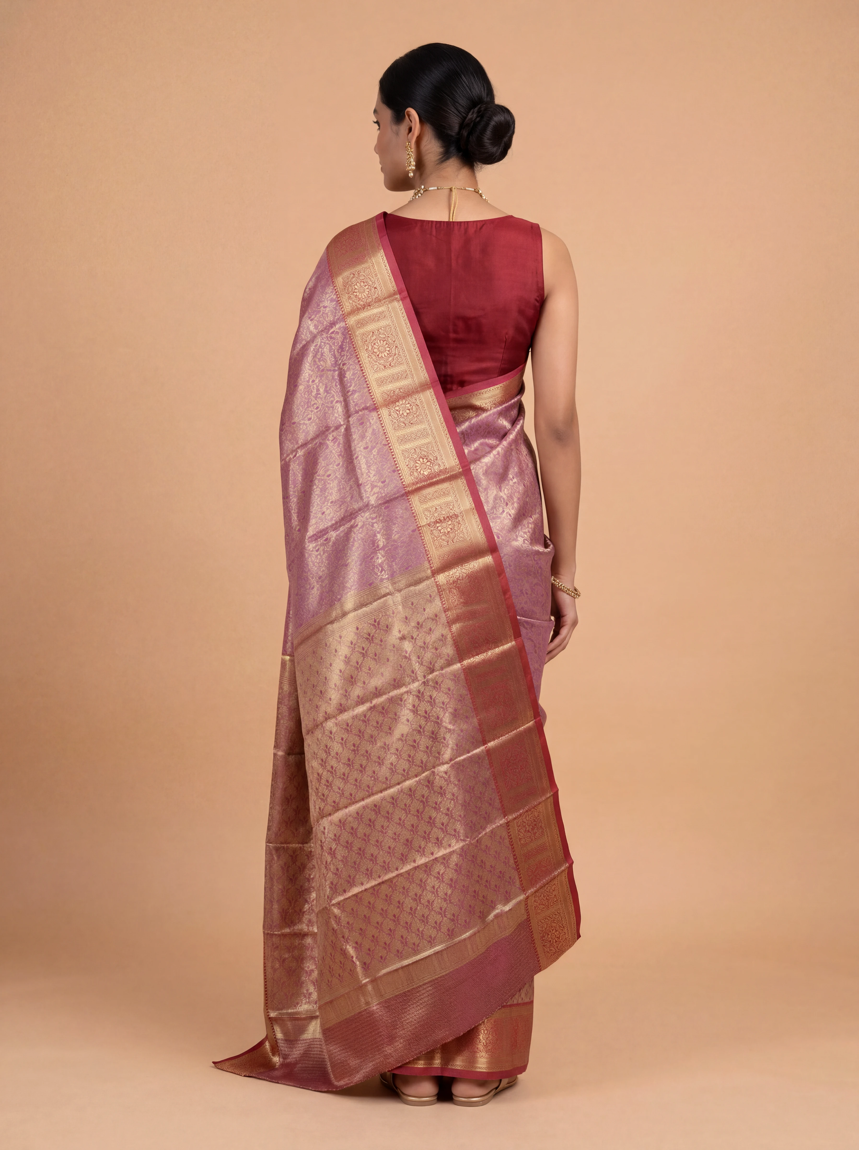Women Art Silk Pink with Gold Saree ASS138