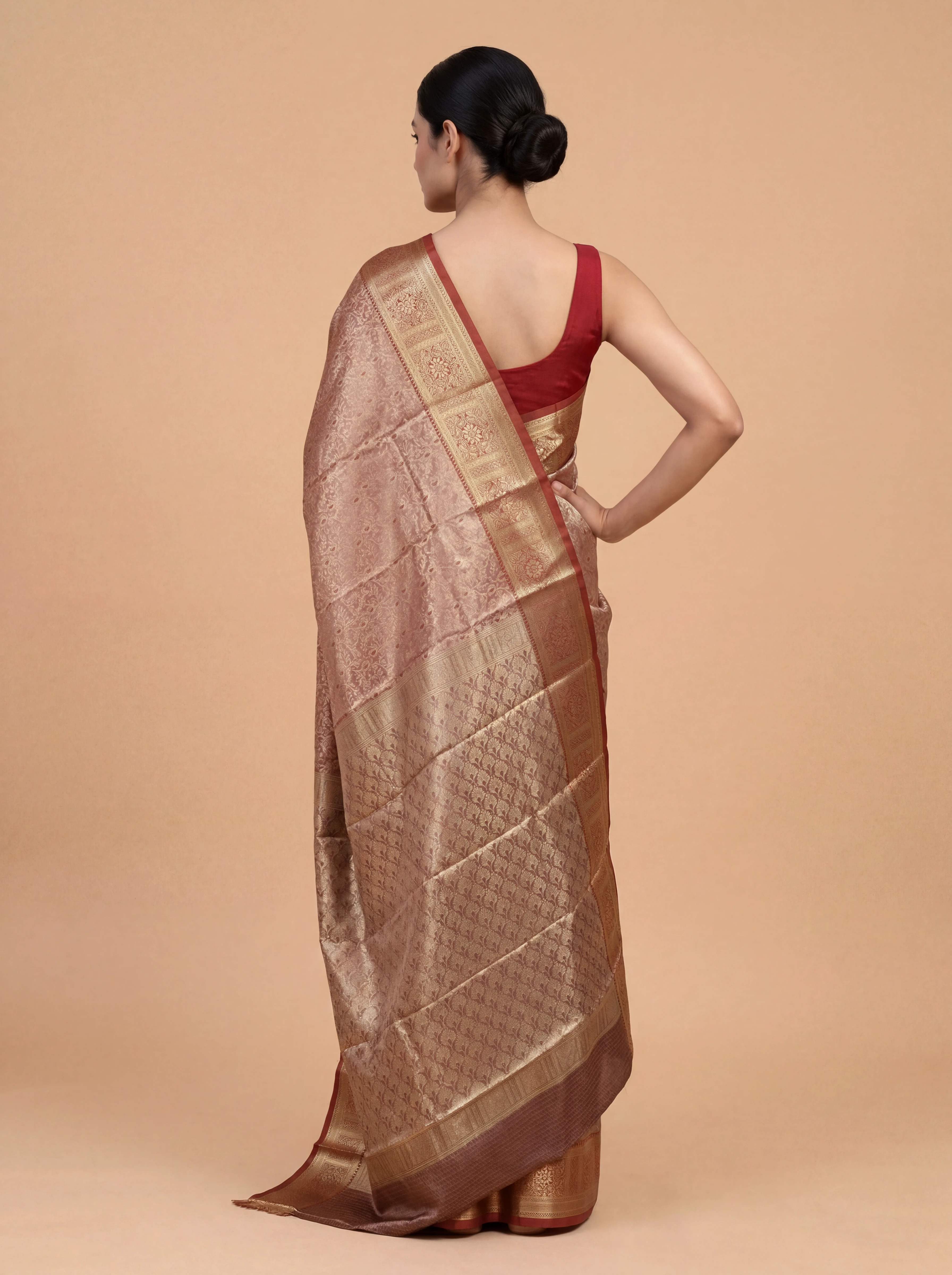 Women Art Silk Red with Gold Saree ASS142