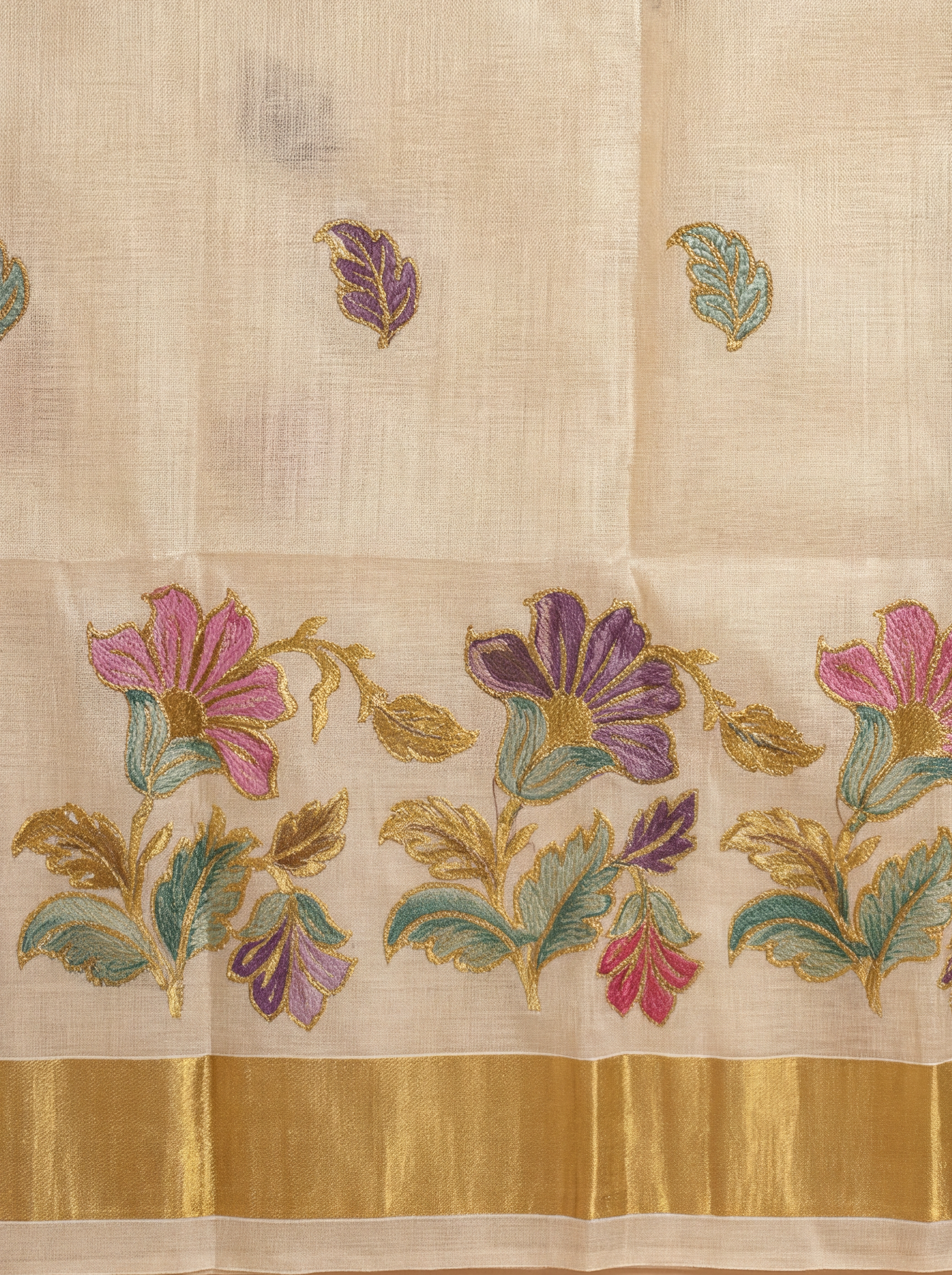 Women Tissue Embroidered and Hand Paint Saree KLS37