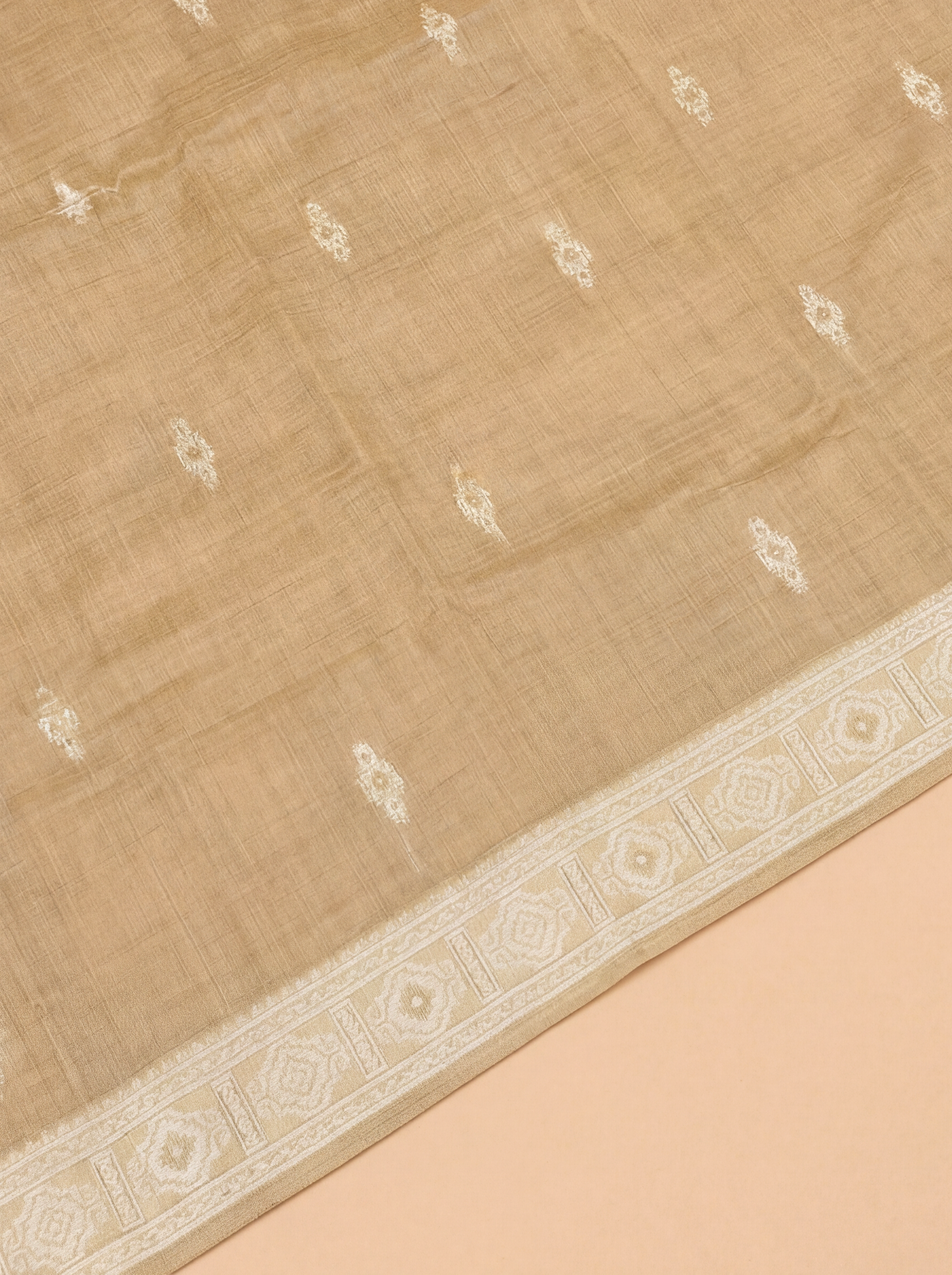 Women Light Brown Spun Poly Saree SP02