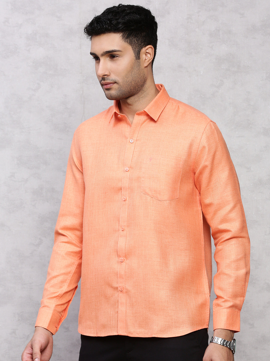 Men Cotton Shirt Orange -T7 CG4