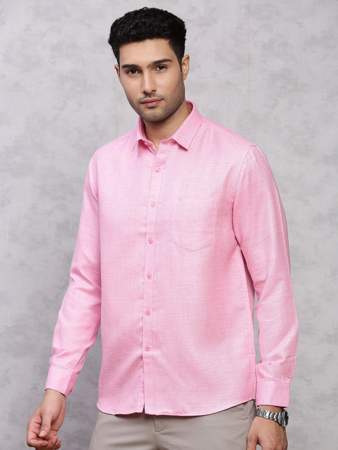 Men Cotton Blend Shirt Pink T7 CG10