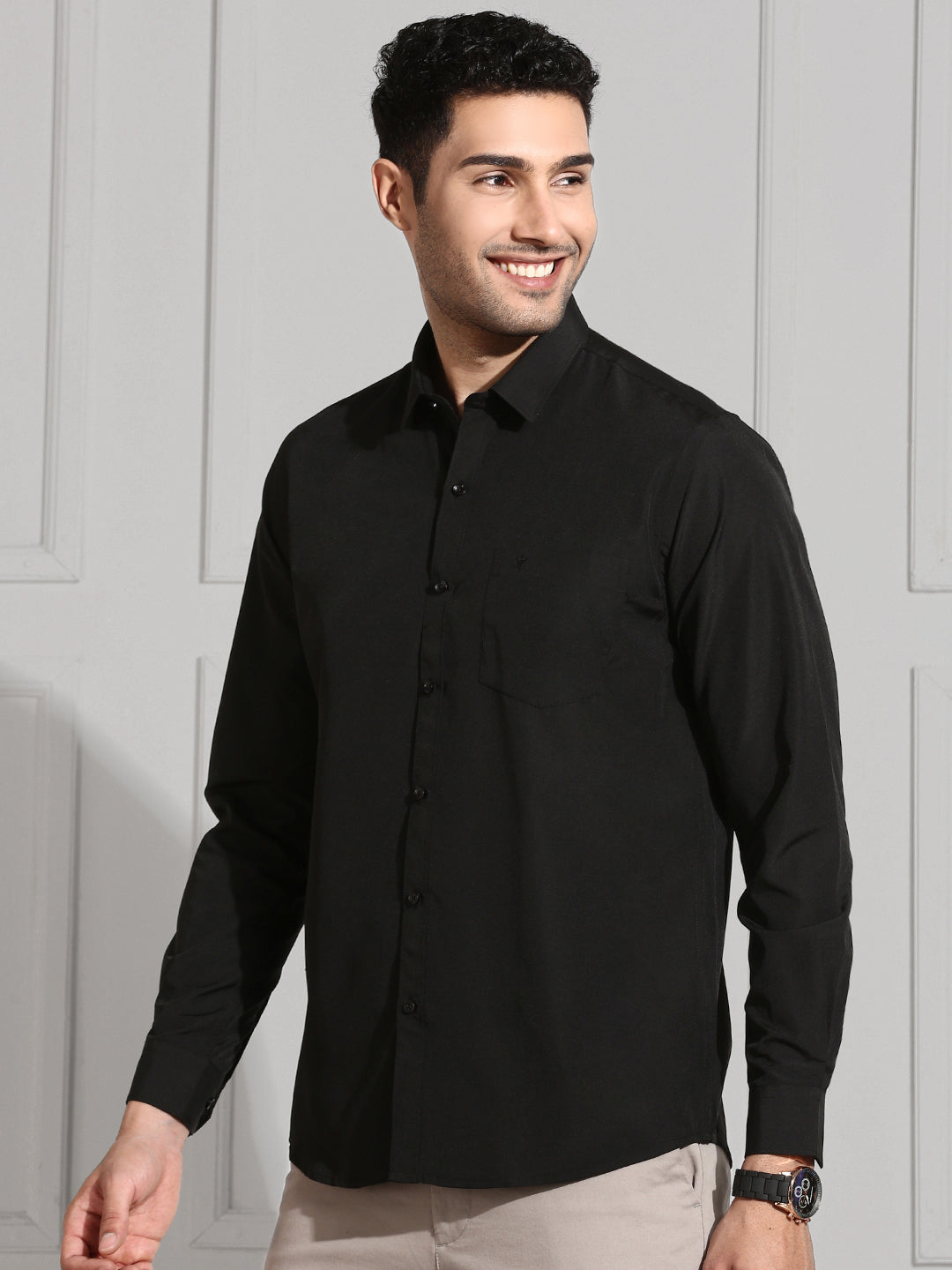 Men Black and White Full Sleeves Shirt Combo