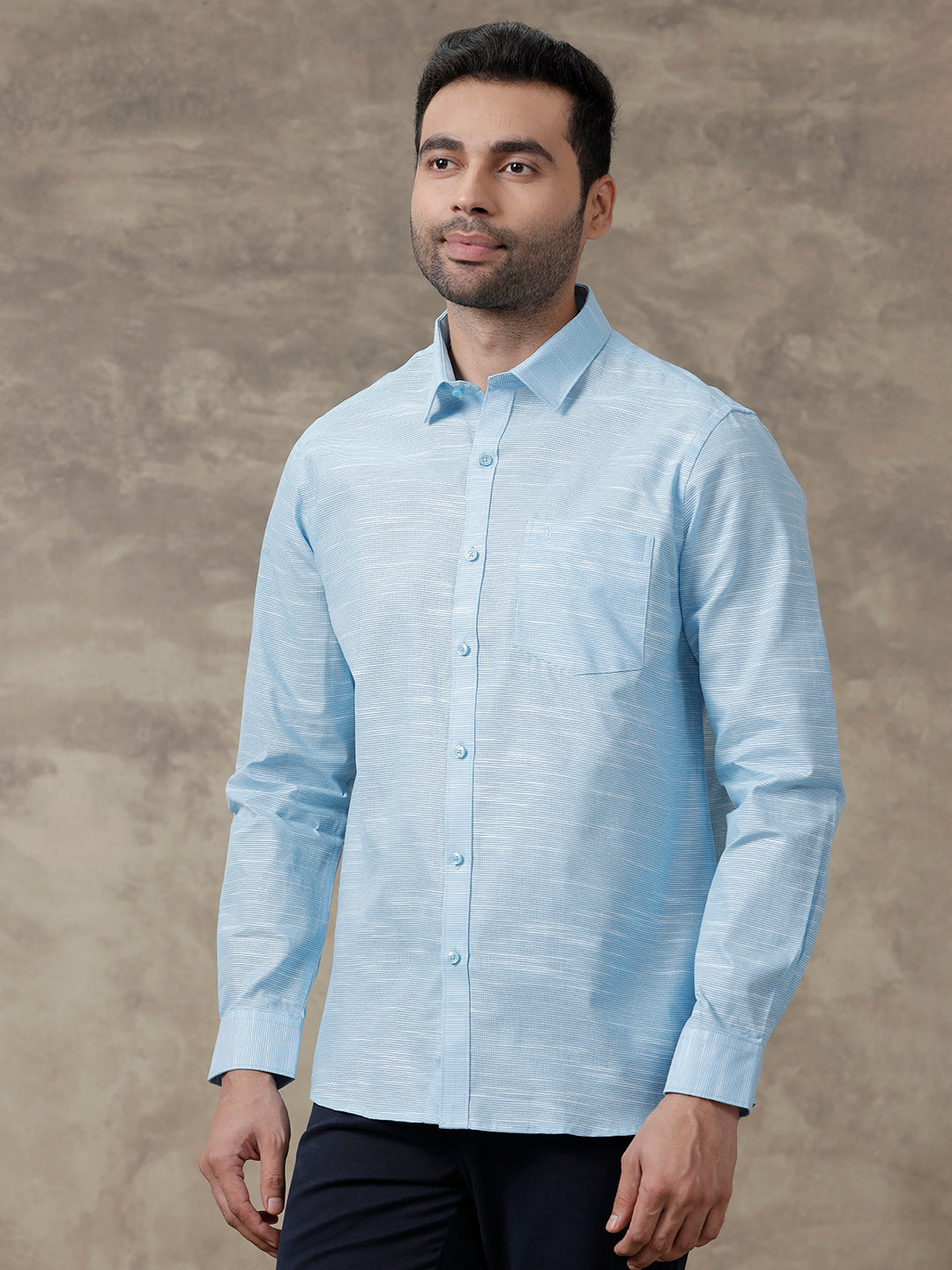 Men Cotton Rich Shirt Sky Blue T13 CL7