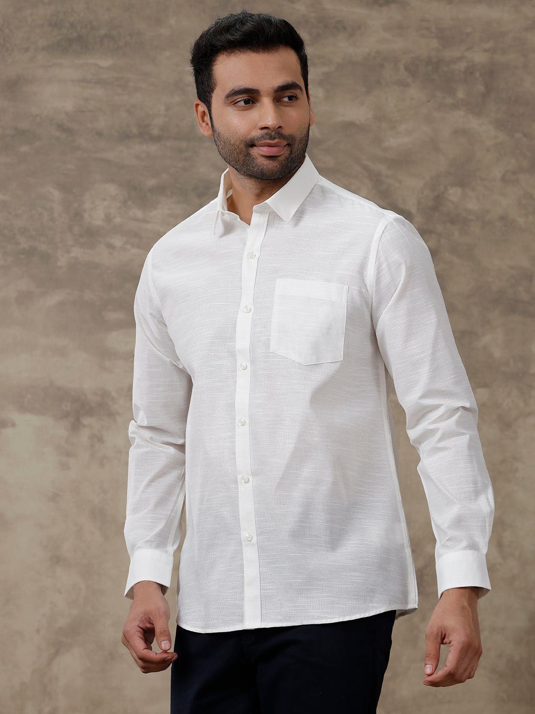 Men Cotton Rich Off White Shirt - T13 (CL2)