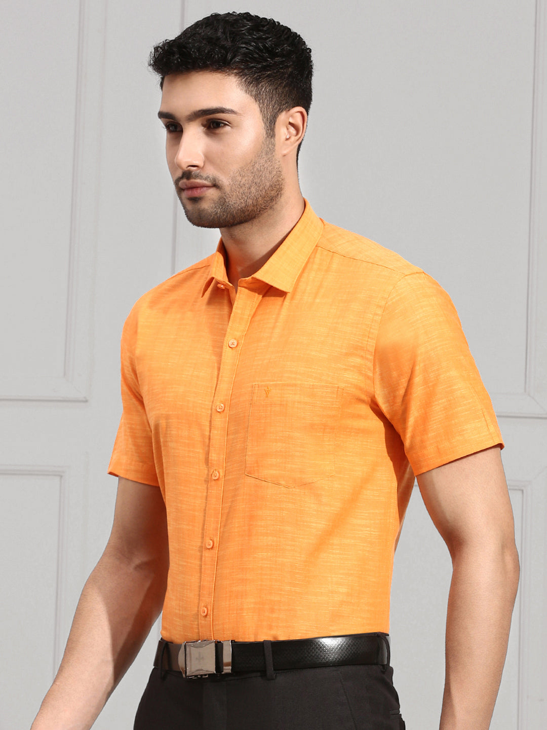 Men Cotton Dark Orange Shirt CL2 GT7