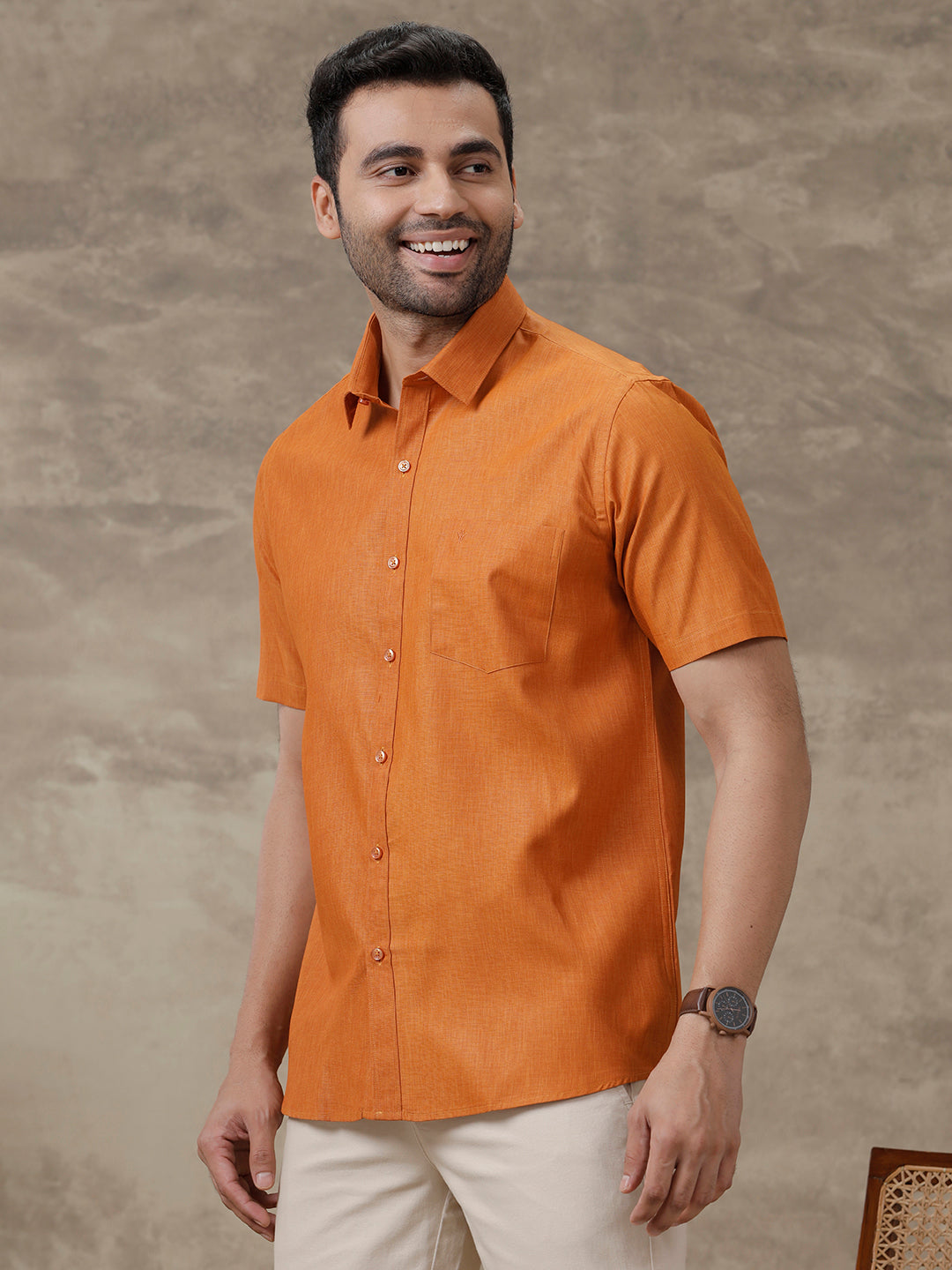 Men Cotton Blend Shirt Saffron T40 TP7