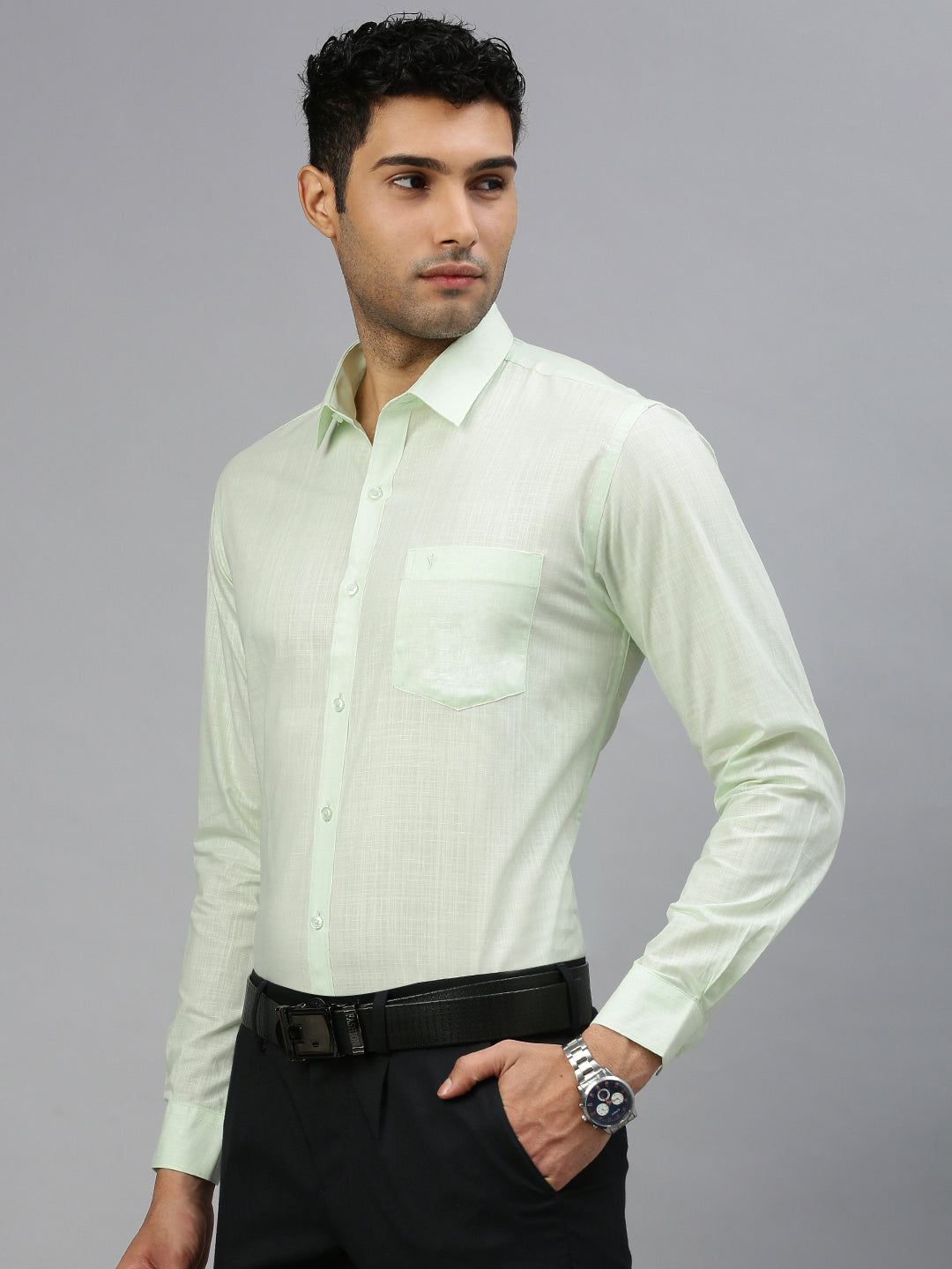 Men 100% Cotton Shirt Green T37 TM9