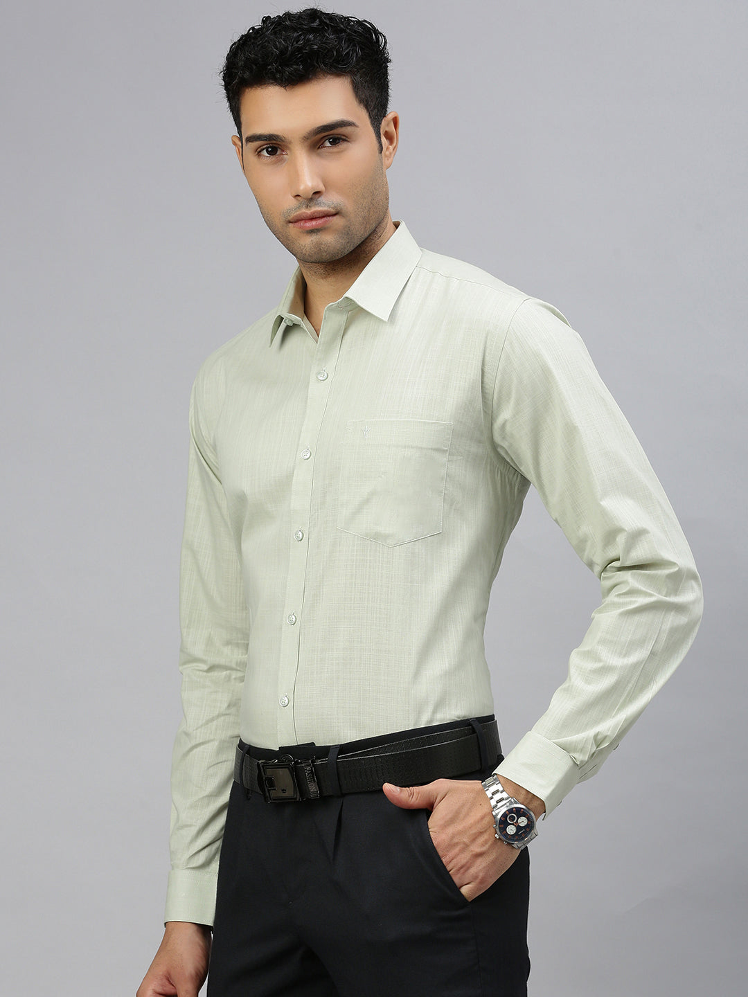 Men 100% Cotton Shirt Green T37 TM8