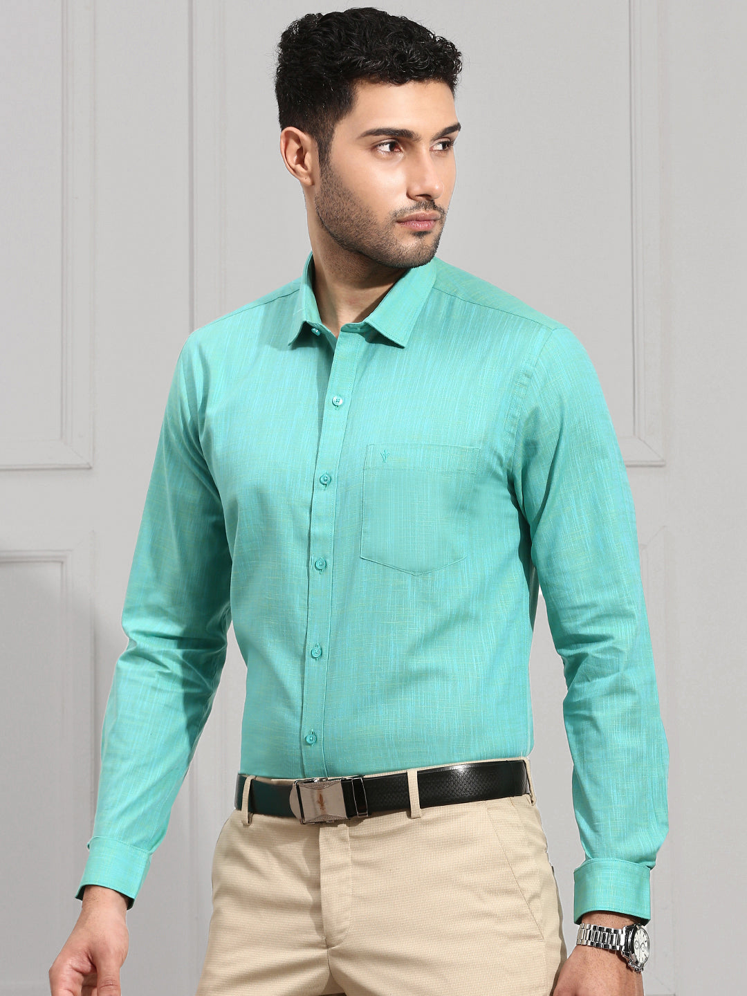 Men 100% Cotton Green Shirt CL2 GT18