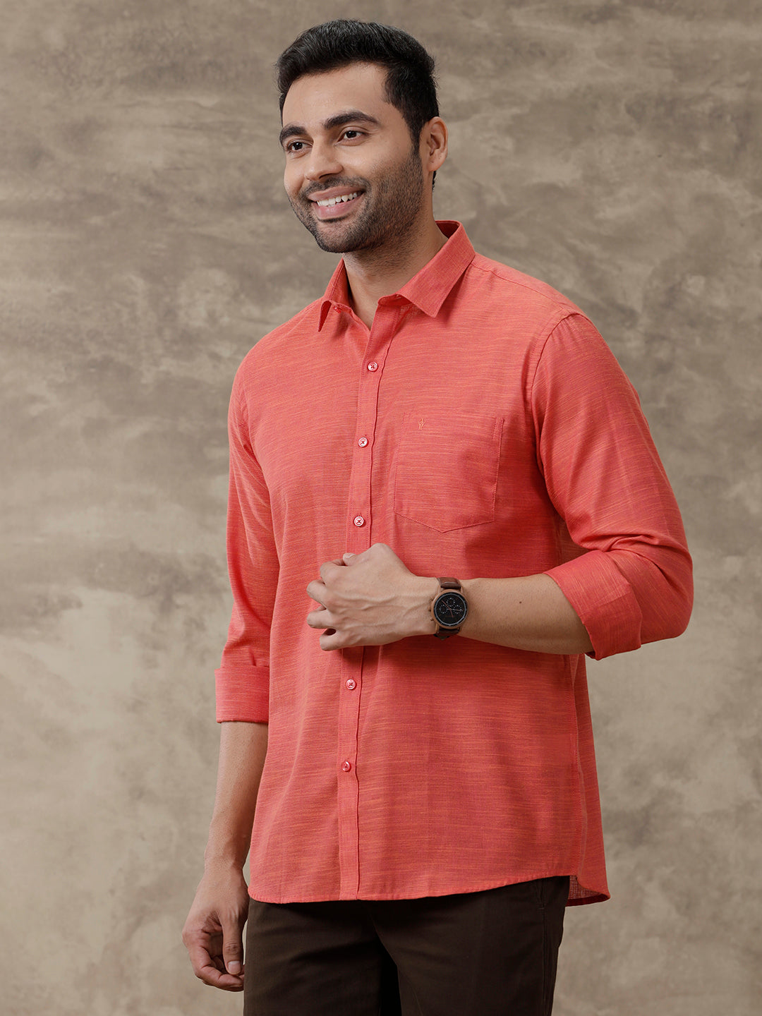 Men Cotton Rich Shirt Red T28 TD2