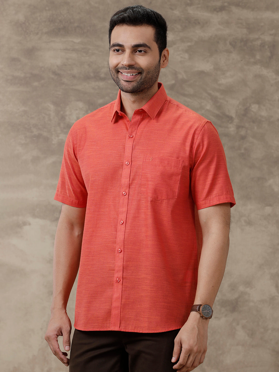 Men Cotton Rich Shirt Red T28 TD2