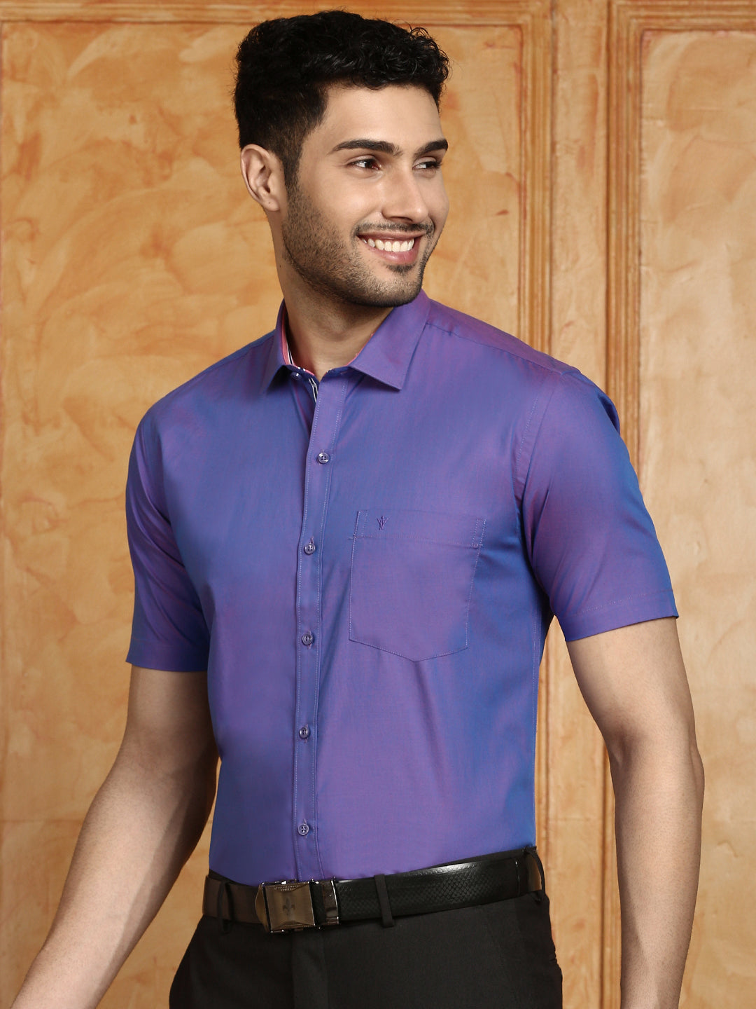 Men 100% Cotton Violet Shirt G104