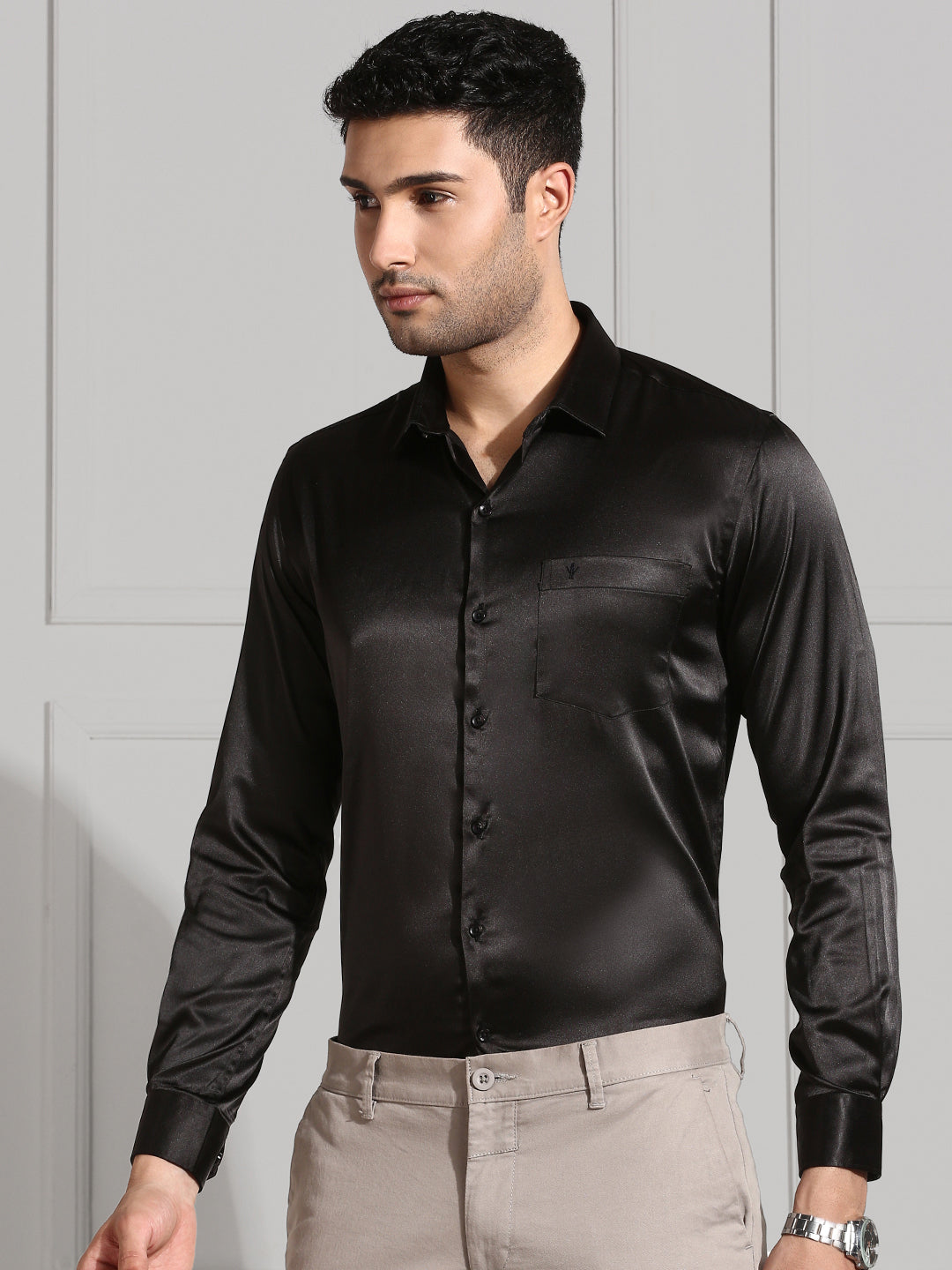 Men Stretch Poly shirt Black PS5