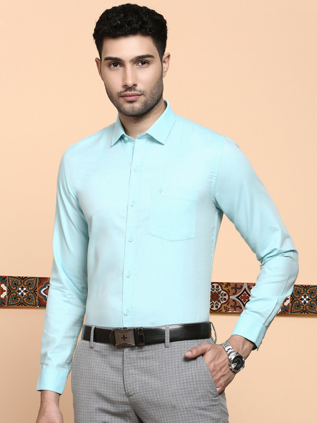 Men Premium Cotton Shirt Sky Blue EL GP19