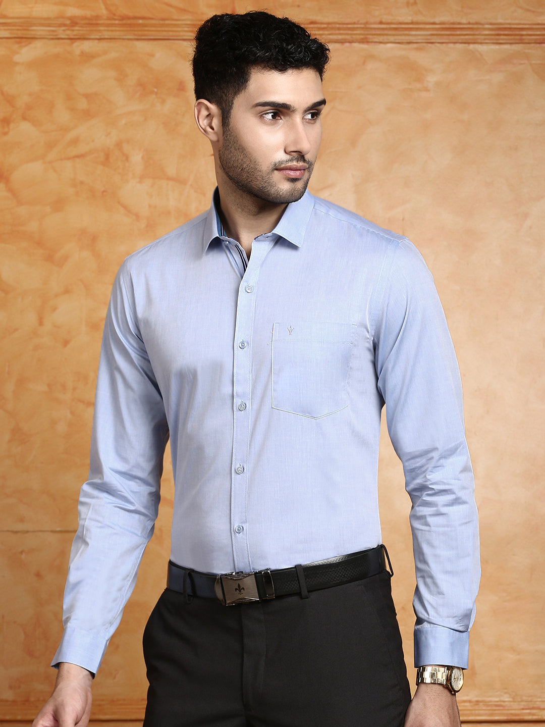 Mens Premium Cotton Formal Shirt Blue MH (G119)