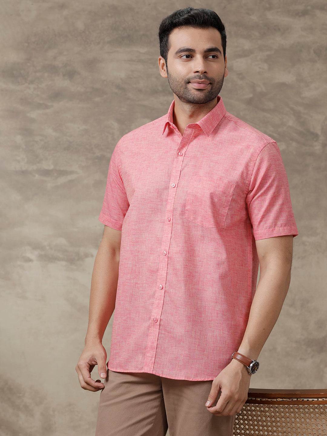 Men Cotton Rich Shirt Pink T39 TO1