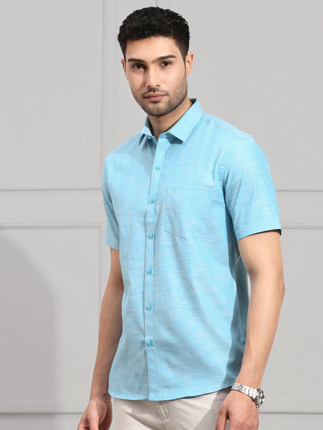 Men 100% Cotton Shirt Sky Blue CL2 GT13