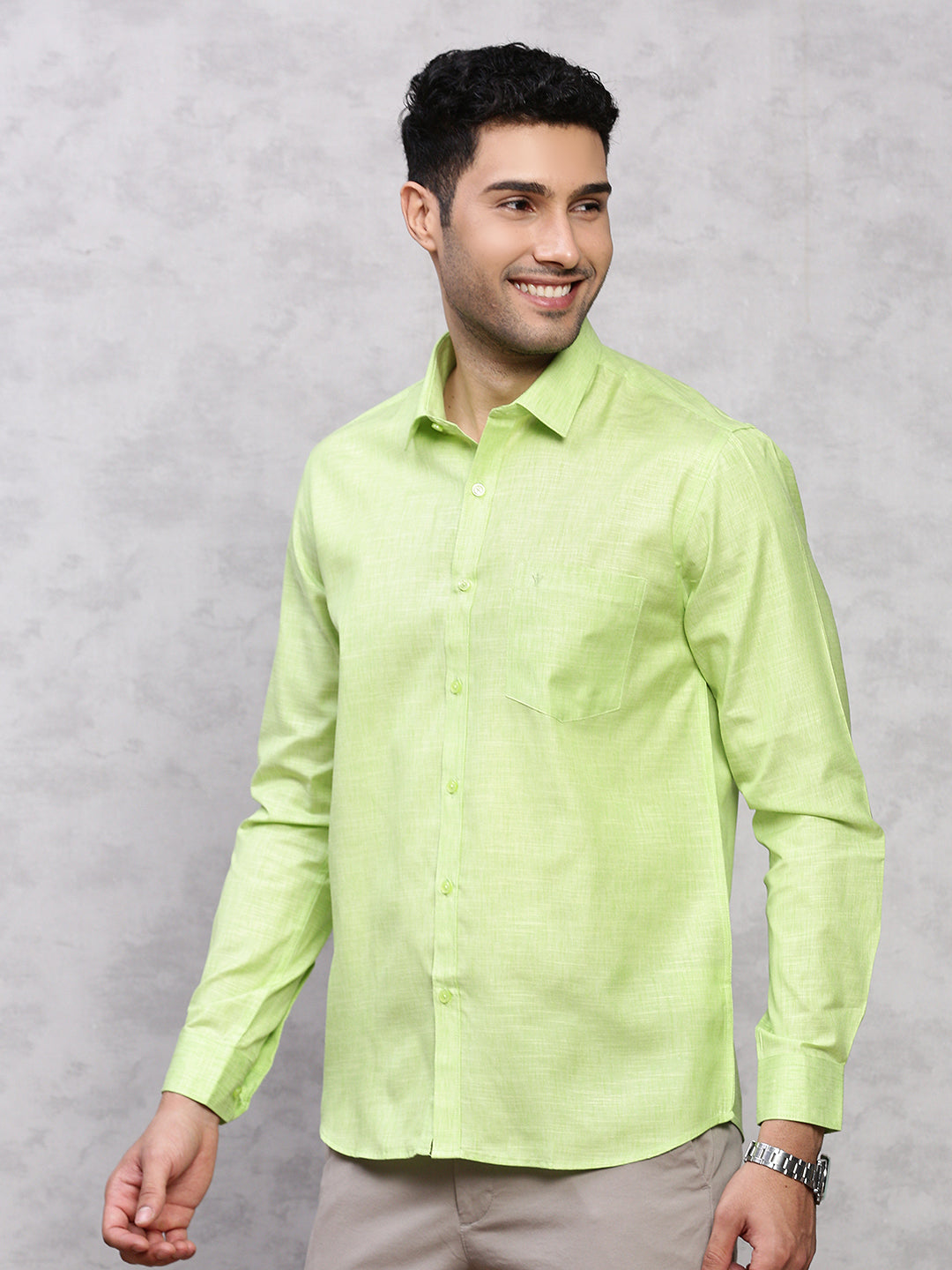 Men Cotton Rich Shirt Light Green T12 CK1