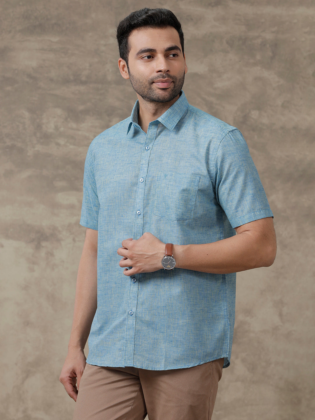 Men Cotton Rich Shirt Blue T39 TO5