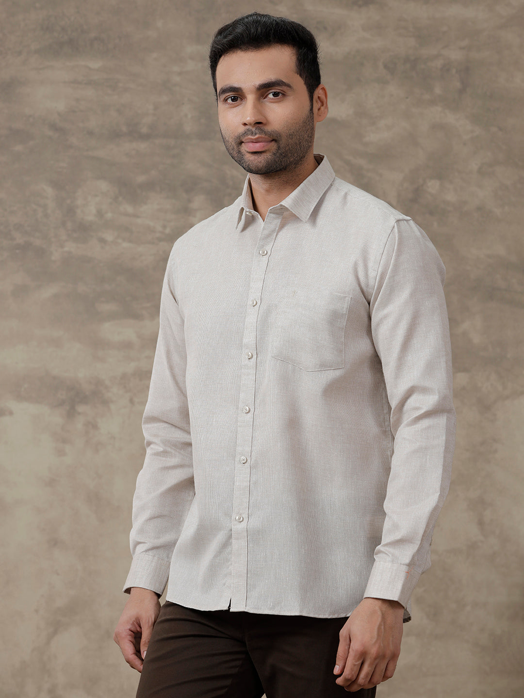 Men Cotton Blend Shirt Grey CV7