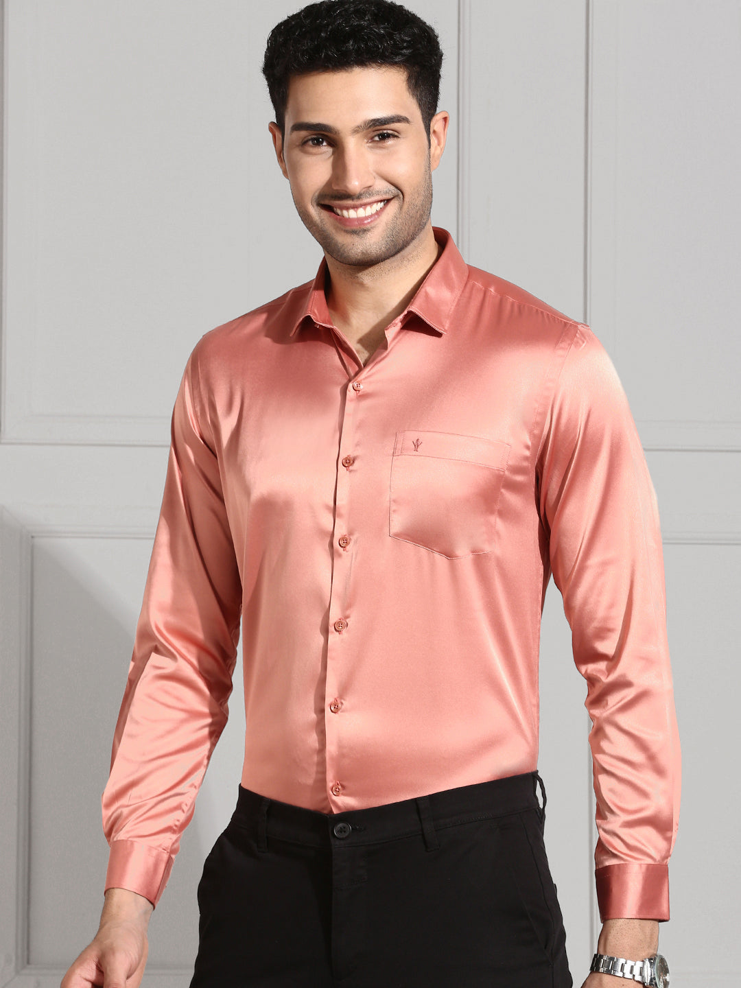 Mens Party Wear Dark Peach Shirt PS3