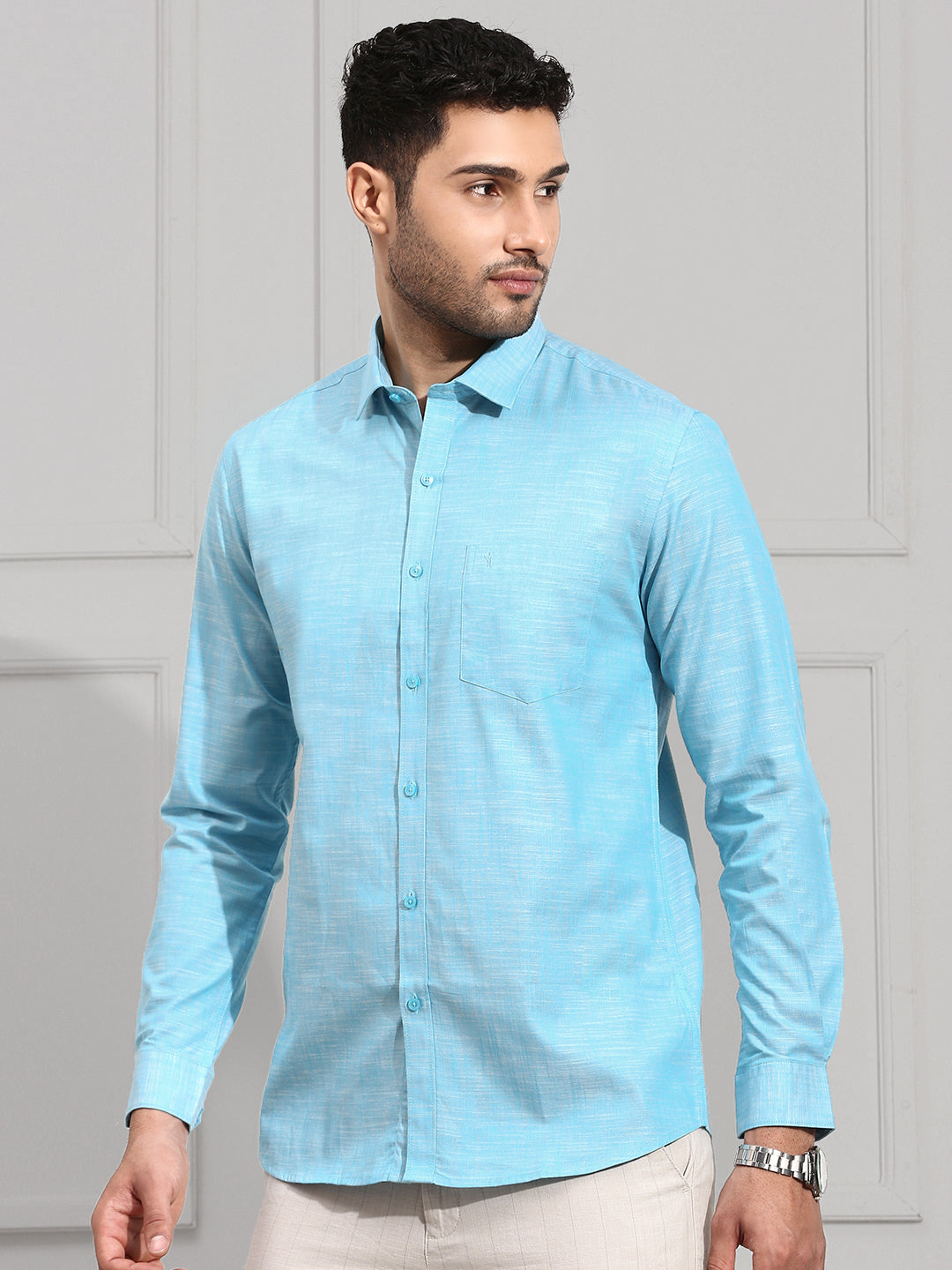 Men 100% Cotton Sky Blue Shirt CL2 GT13