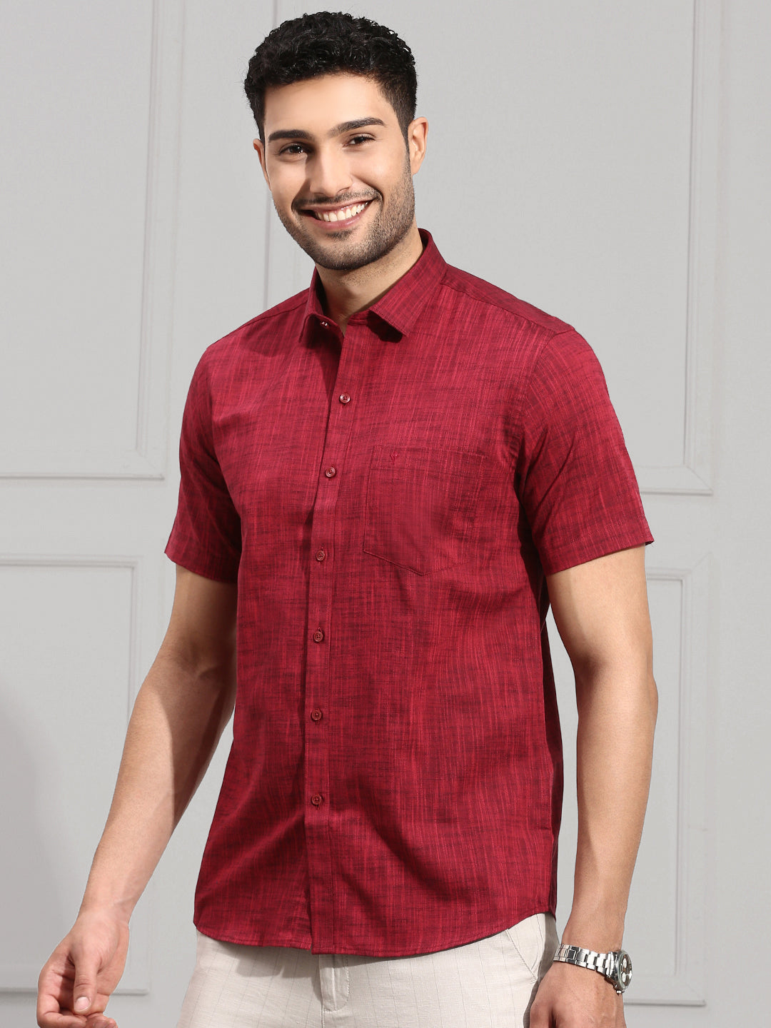 Men 100% Cotton Red Shirt CL2 GT3