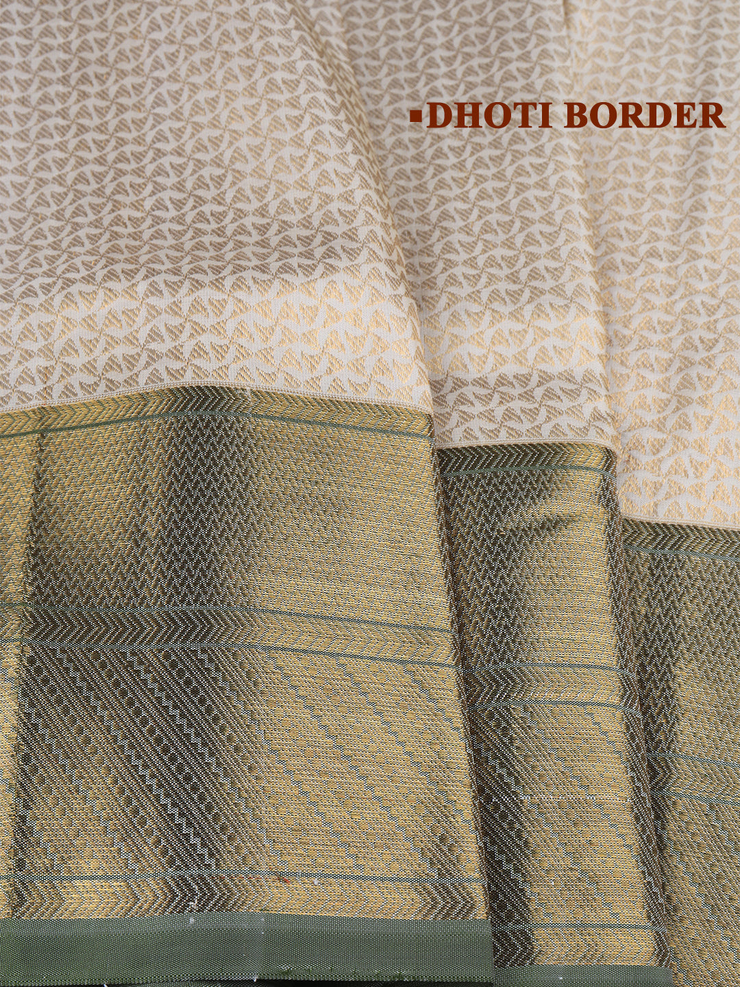 Men Premium Pure Silk Dhoti & Towel Set with 6" inch Gold Jari Border Amirtham AM7