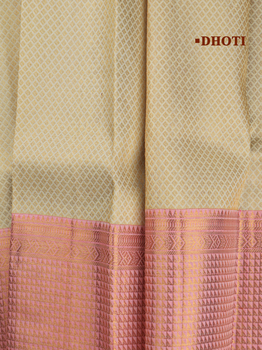 Men Premium Pure Silk Dhoti & Towel Set with 6" inch Gold Jari Border Amirtham AM3