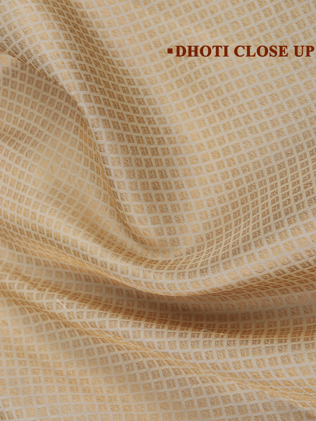 Men Premium Pure Silk Dhoti & Towel Set with 6" inch Gold Jari Border Amirtham AM3