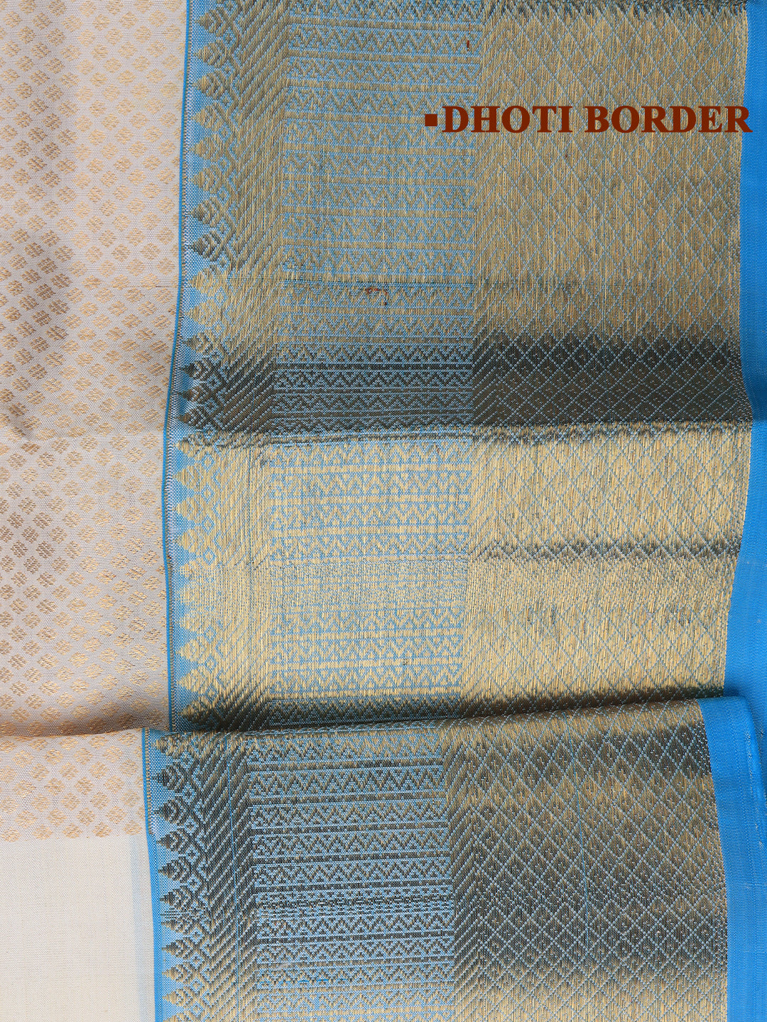 Men Premium Pure Silk Dhoti & Towel Set with 6" inch Gold Jari Border Amirtham AM4