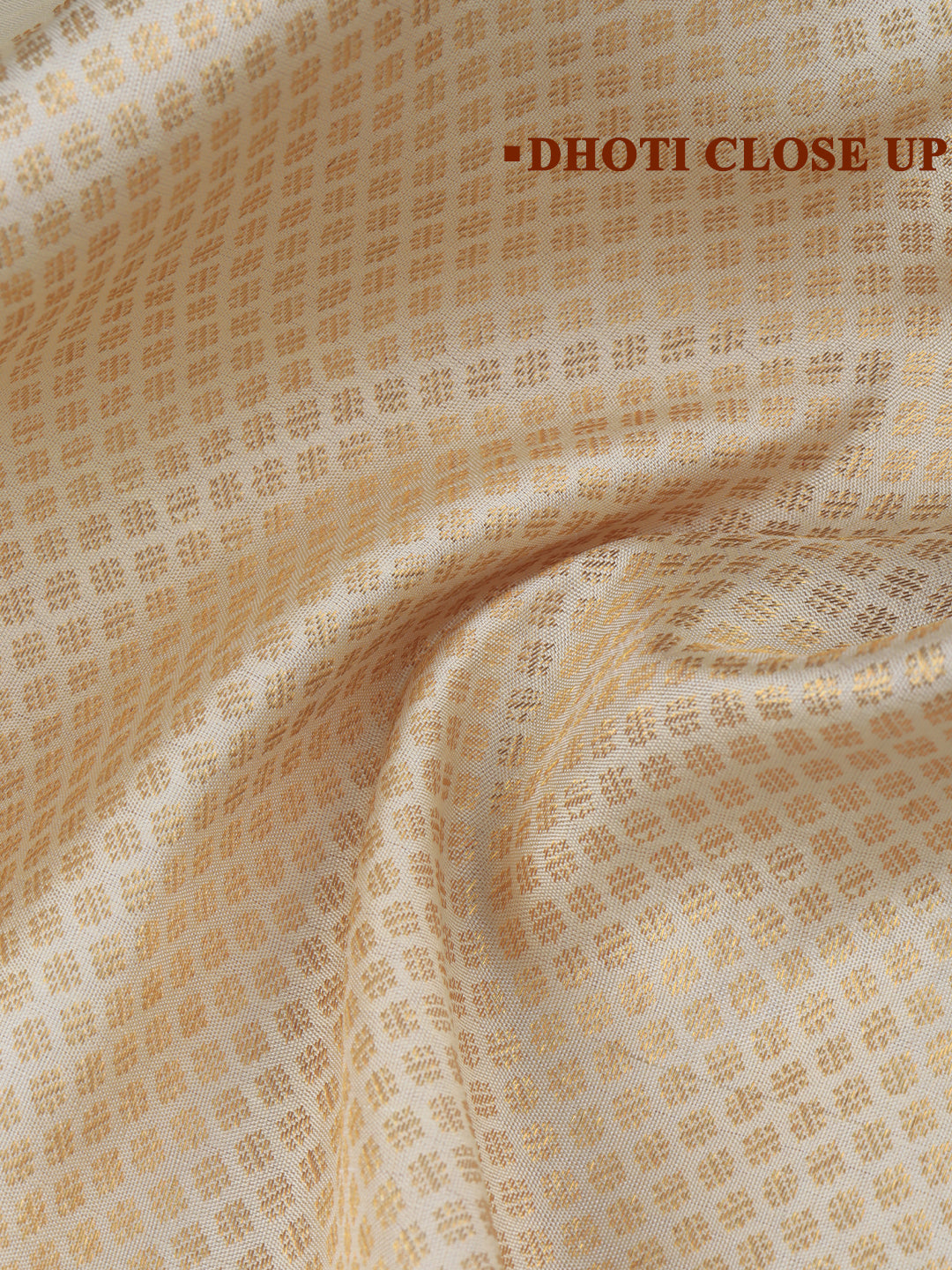 Men Premium Pure Silk Dhoti & Towel Set with 6" inch Gold Jari Border Amirtham AM4