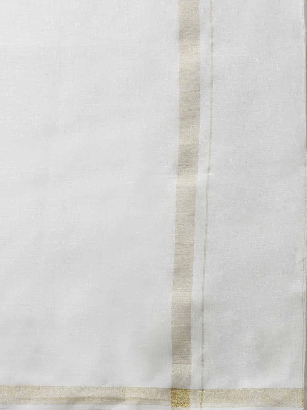 Men Pure Linen Fancy Border Double Layer Dhoti Cream