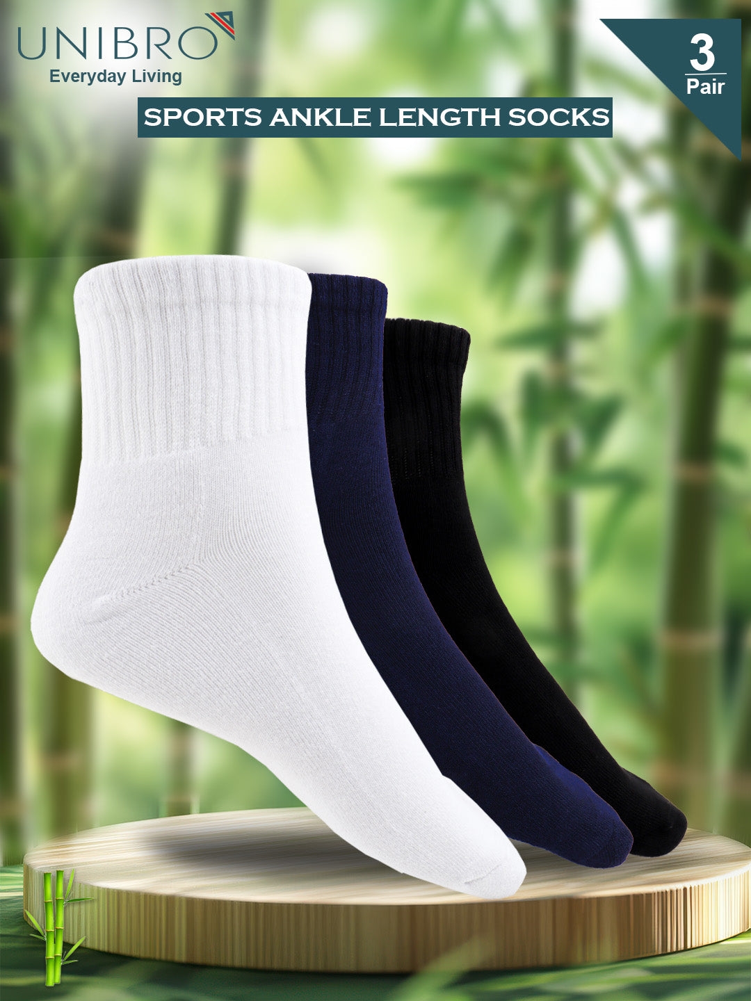 Men Assorted Bamboo Sports Ankle Length Socks SAS1