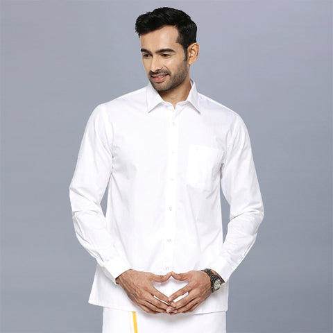 Buy White Shirts Online | Buy Plain White Shirts For Men | Ramraj Cotton