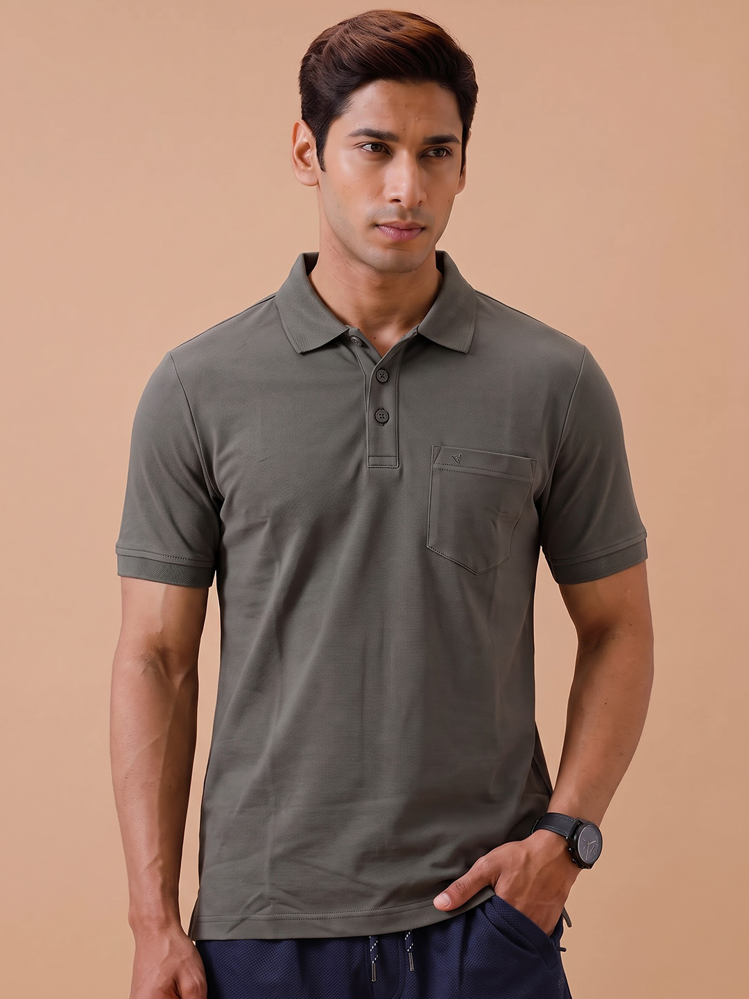 Cotton Rich Pique Polo T-Shirt Pale Olive