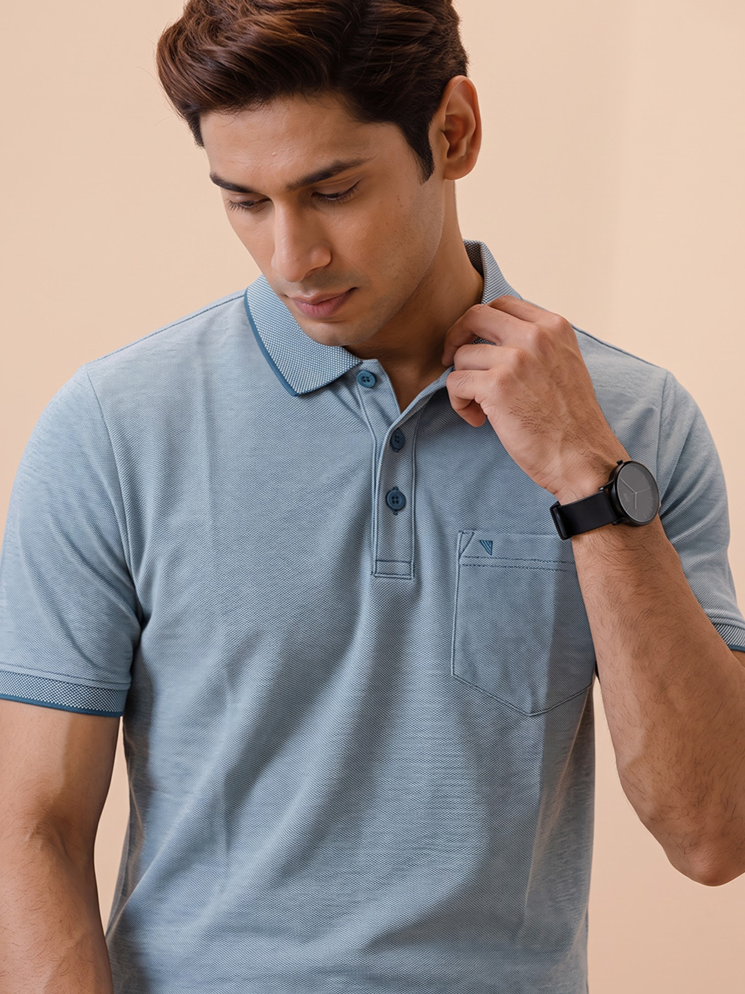 Cotton Rich Pique Polo T-Shirt Teal Blue